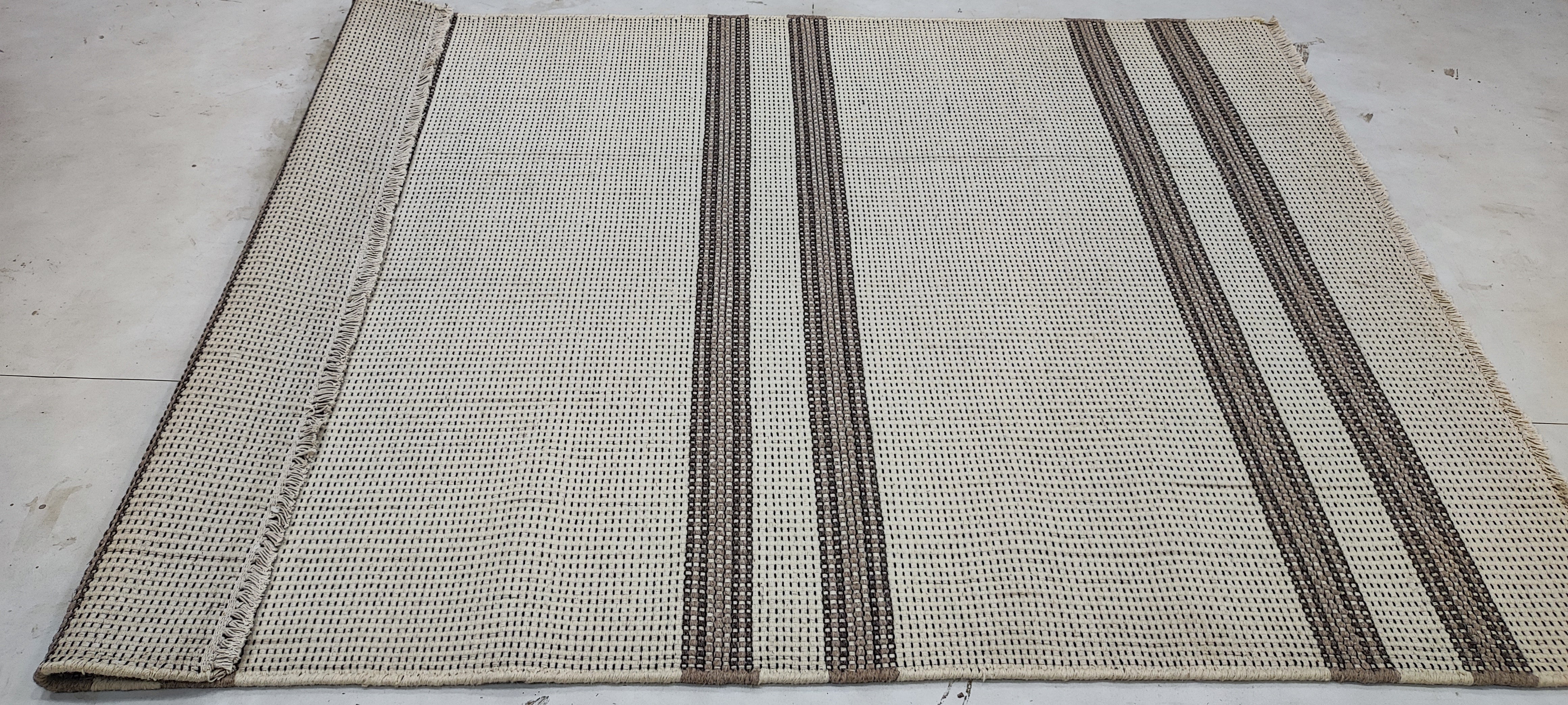 Vincent 4.9x6 Hand-Woven Durrie Beige Mix
