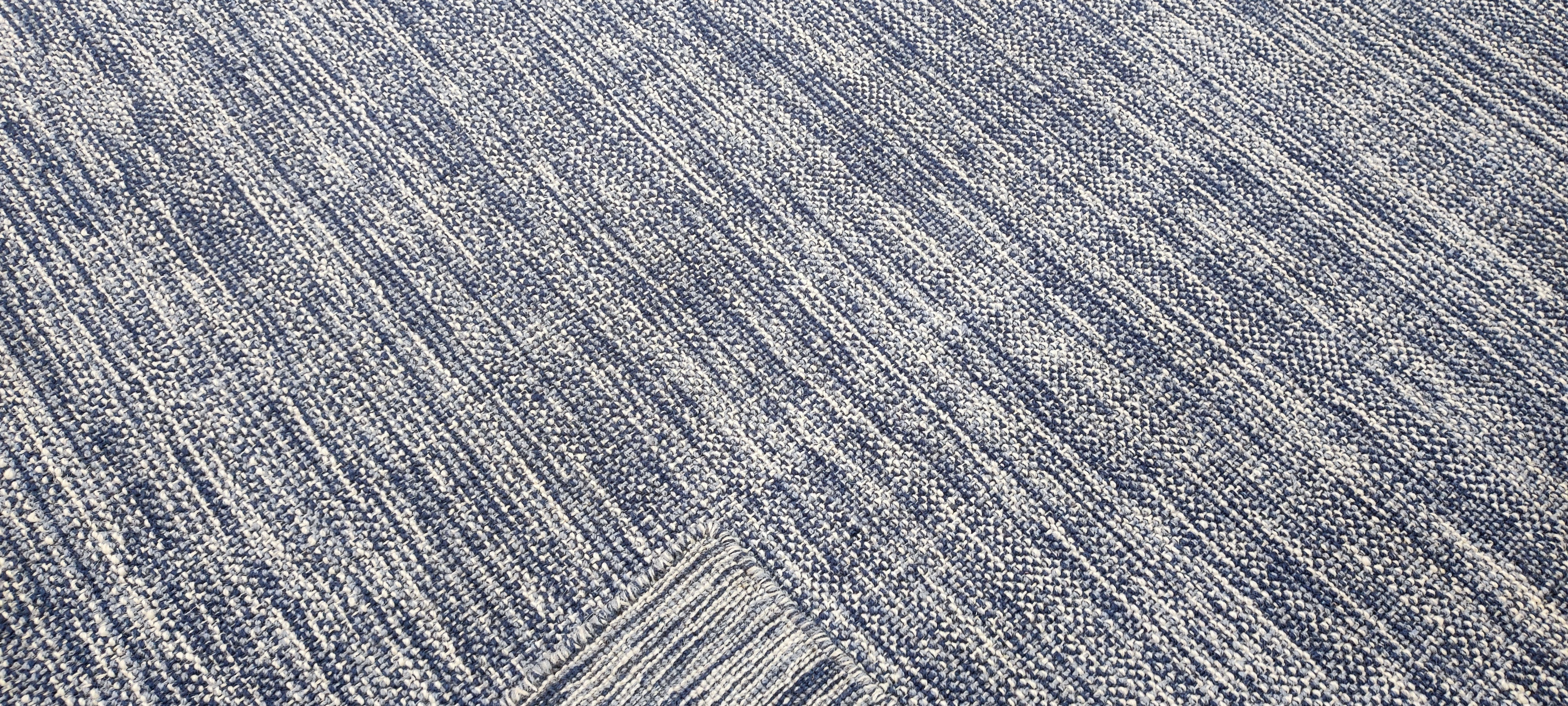Haymitch 10x14 Blue Handwoven Textured Durrie