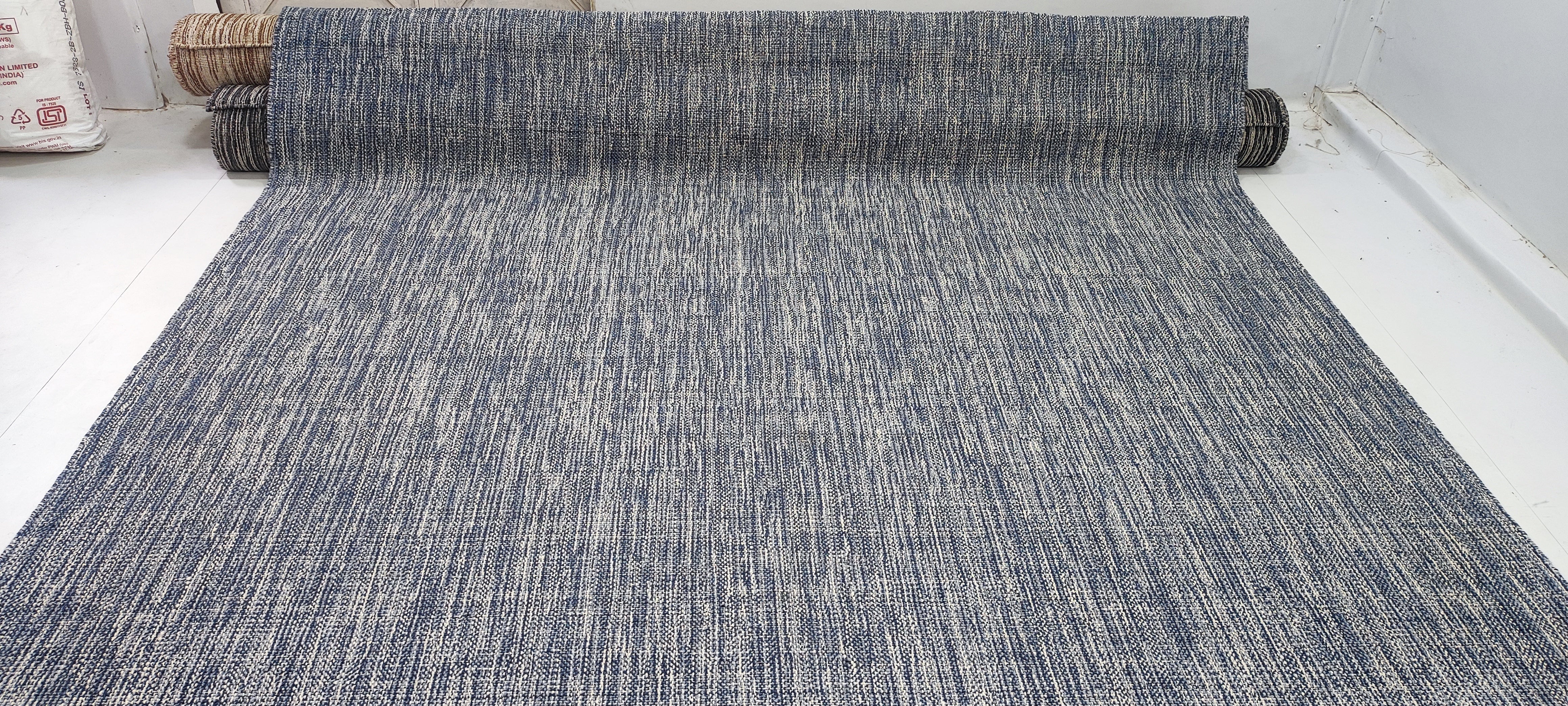 Danny Trejo 9x12 Blue Handwoven Textured Durrie