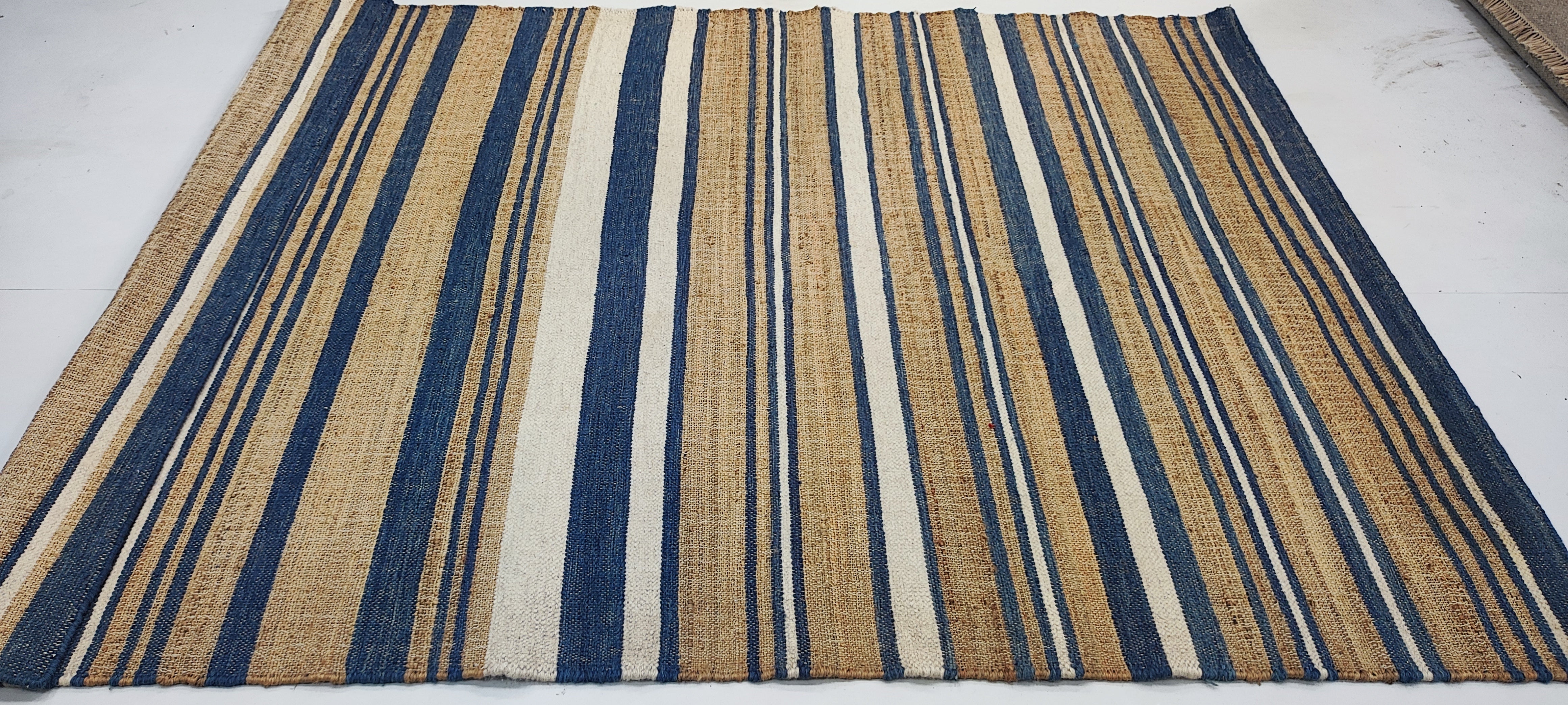 Les 5.6x7.6 Brown Striped Handwoven Durrie