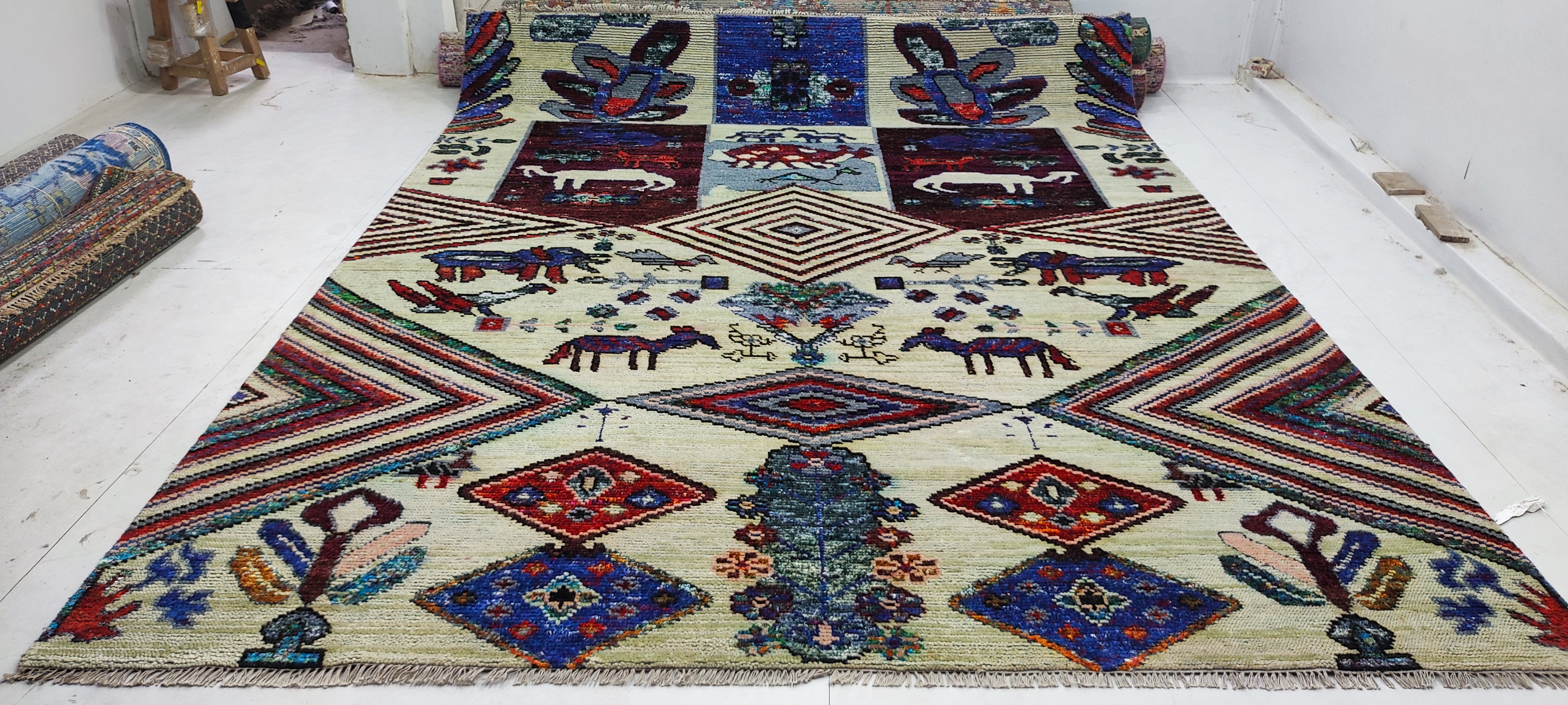 Zach Shallcross 9x11.9 Hand Knotted Beige Mix High Low