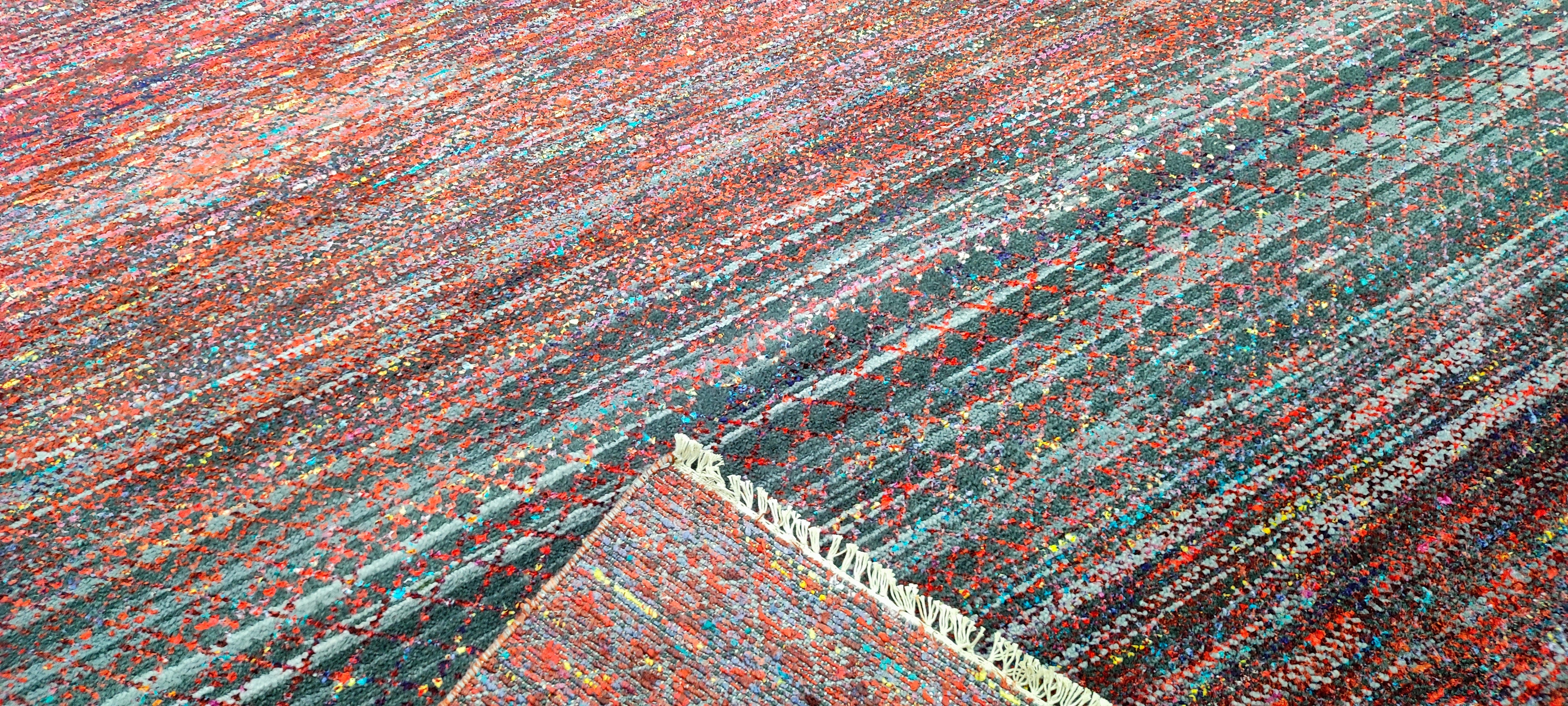 Peter Weber 9x12 Hand-Knotted Modern Red and Multi Color