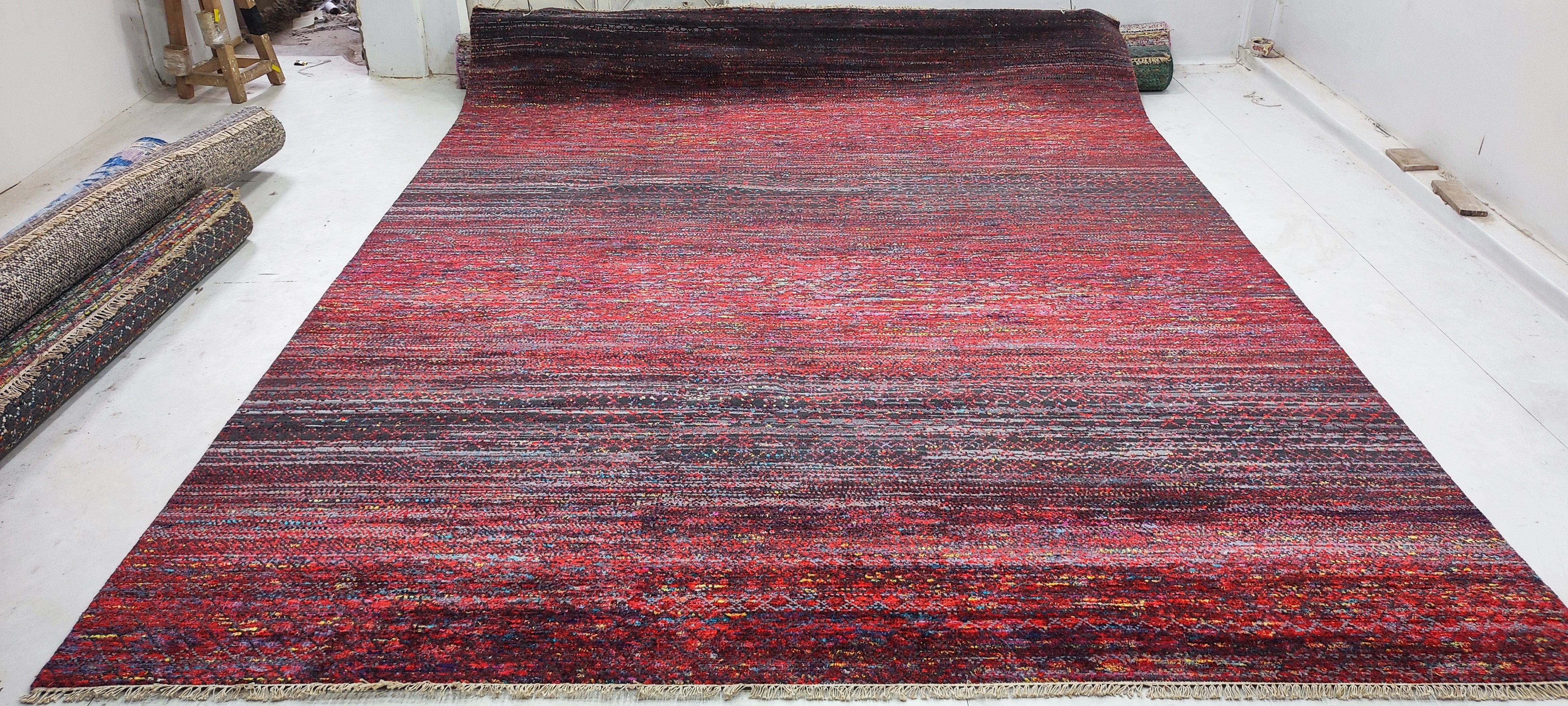 Peter Weber 9x12 Hand-Knotted Modern Red and Multi Color