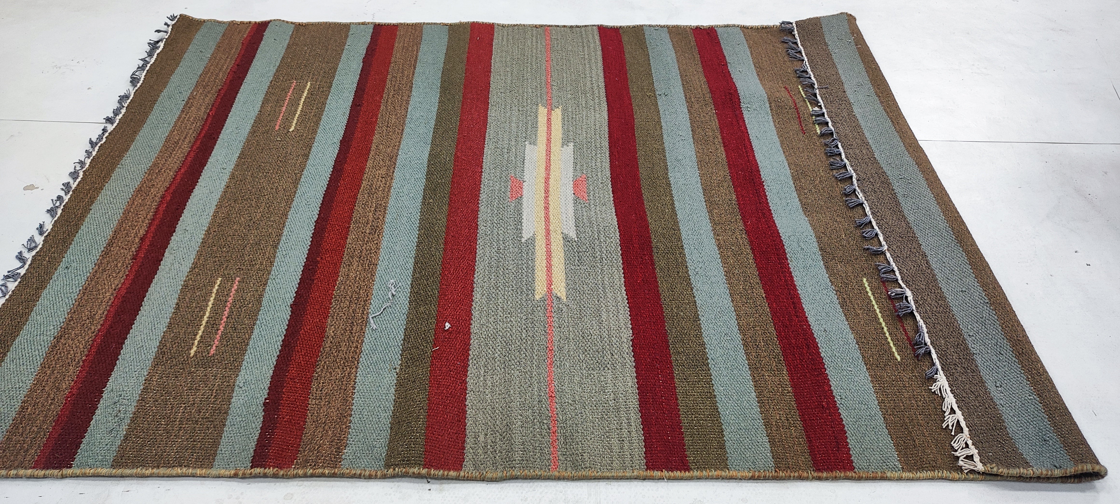 Pat Regan 4x6 Striped Handwoven Durrie Rug