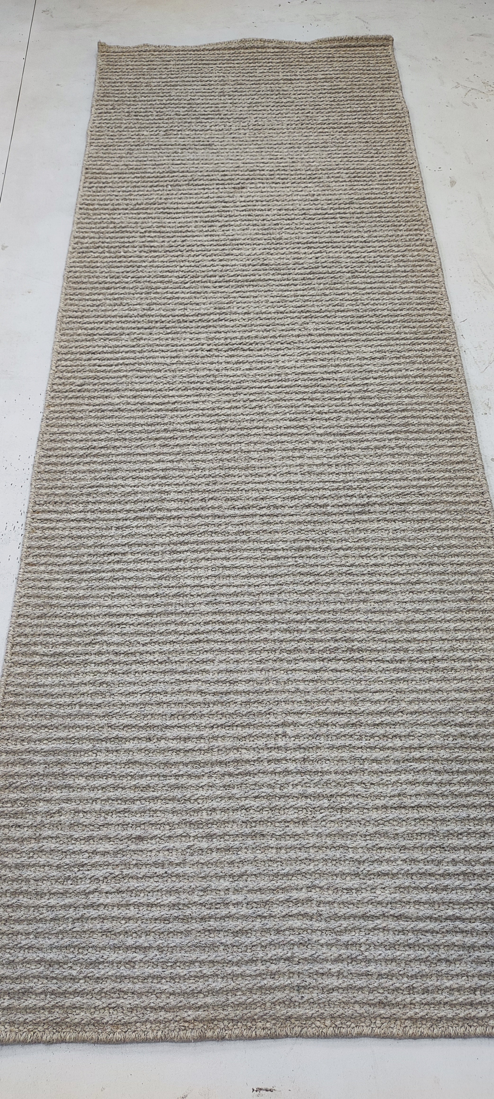 Karan Soni 2.6x7 Silver Handwoven Durrie Runner