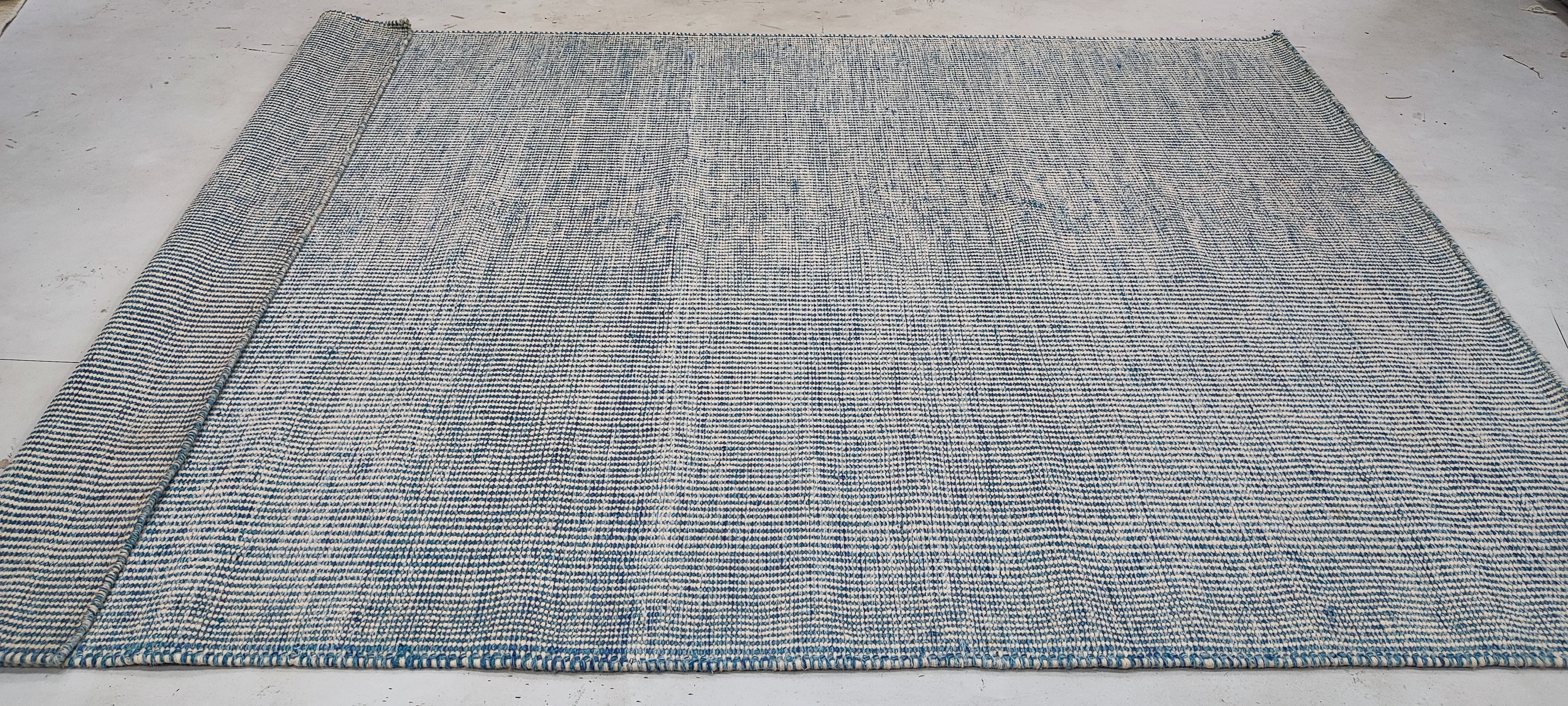 Sarian 5.3x7.6 Blue Hand-Woven Durrie