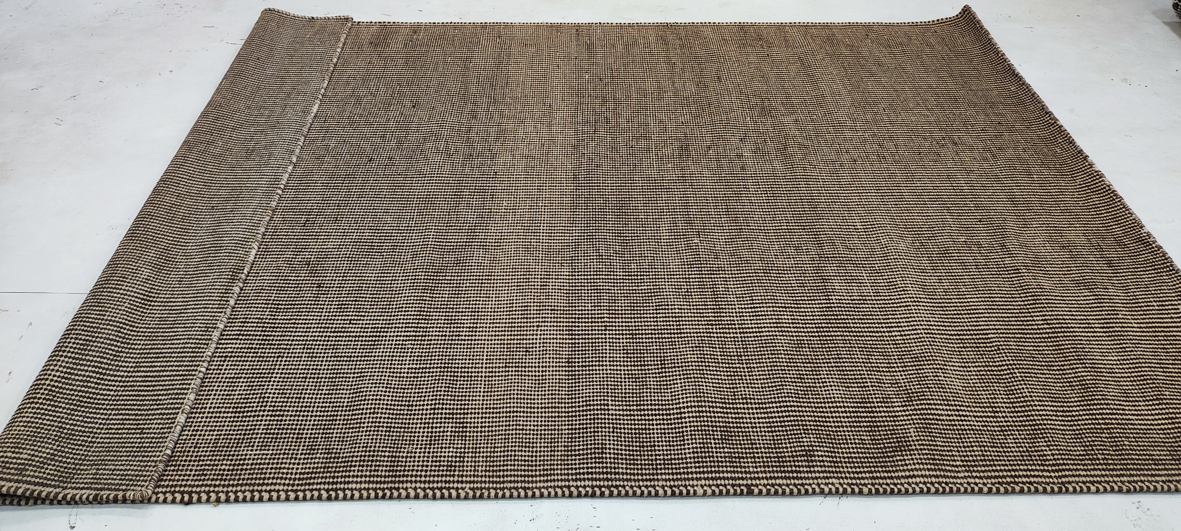 Hughie Campbell 5.3x7.6 Handwoven Textured Durrie Rug