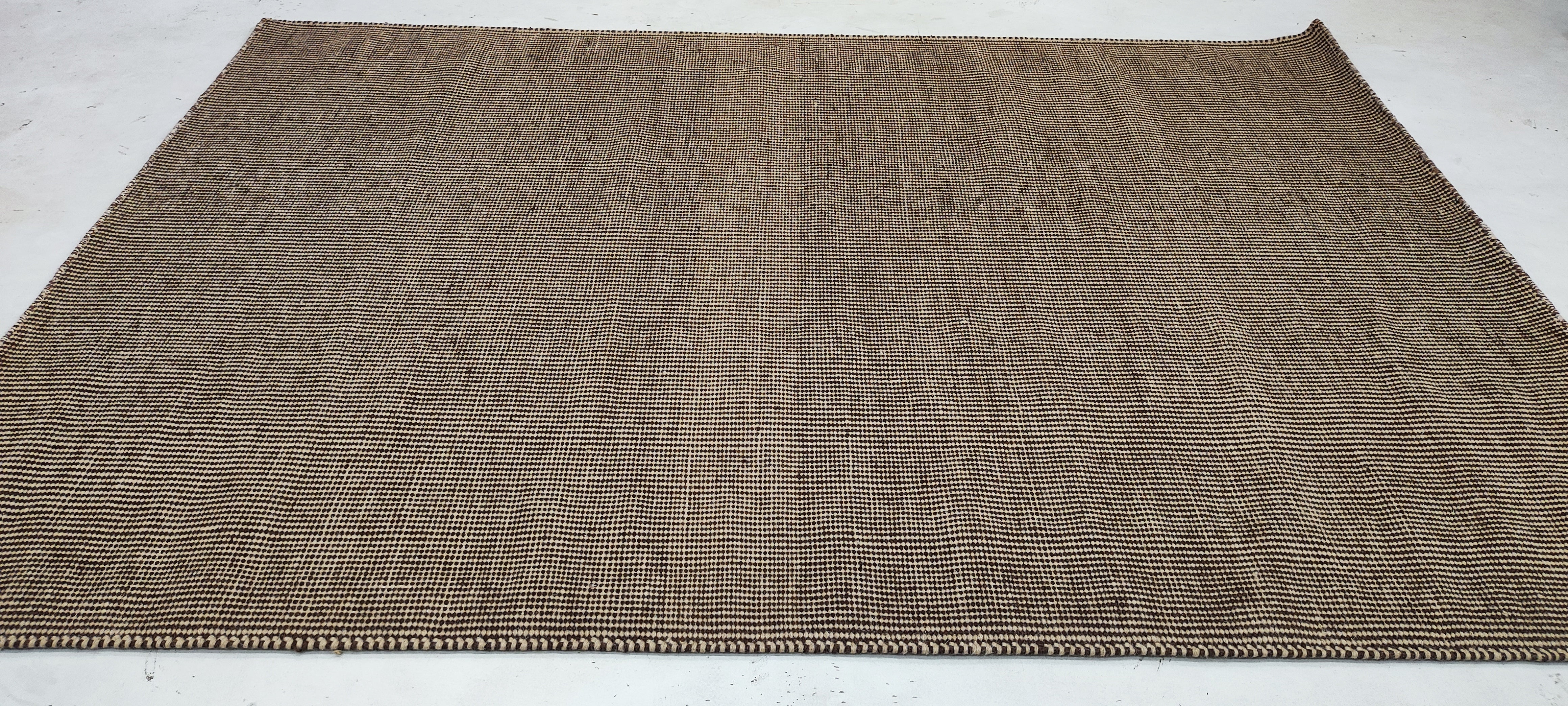 Hughie Campbell 5.3x7.6 Handwoven Textured Durrie Rug