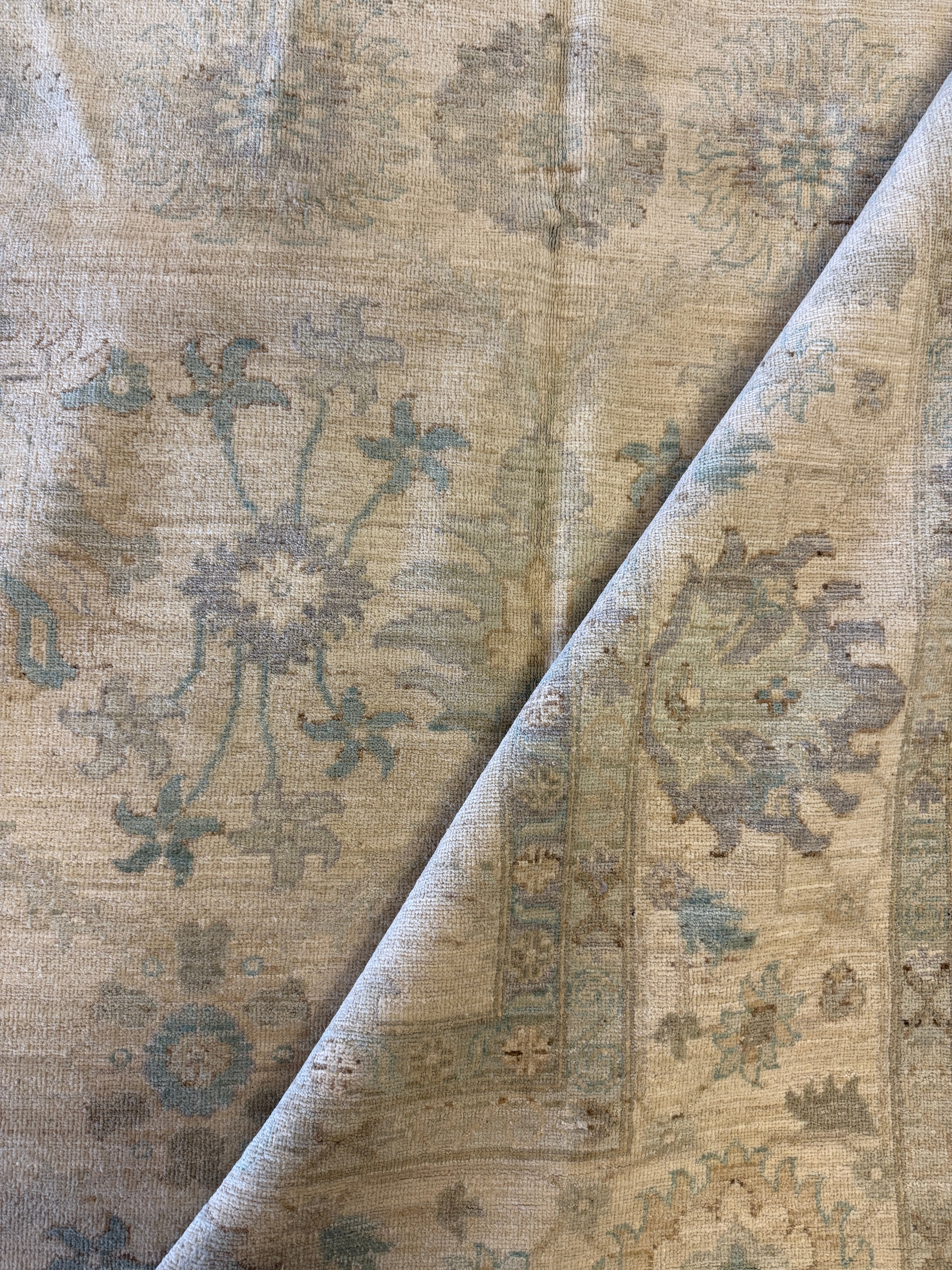 Litia Garr 11.10x15.7 Cream and Blue Afghani Chobi Rug