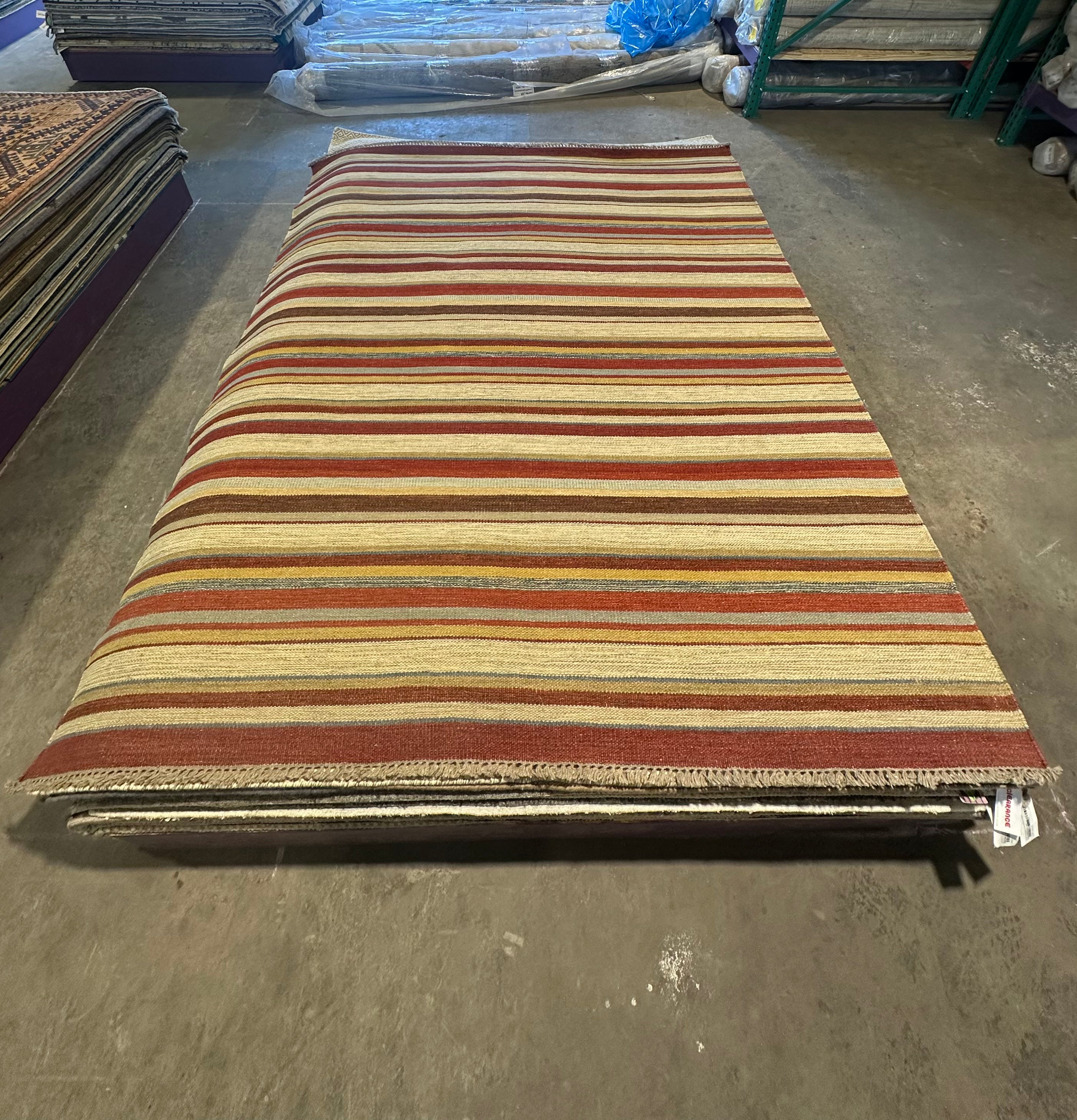 Tomas Toronto 6.9x8.6 Brown Striped Handwoven Modern Rug