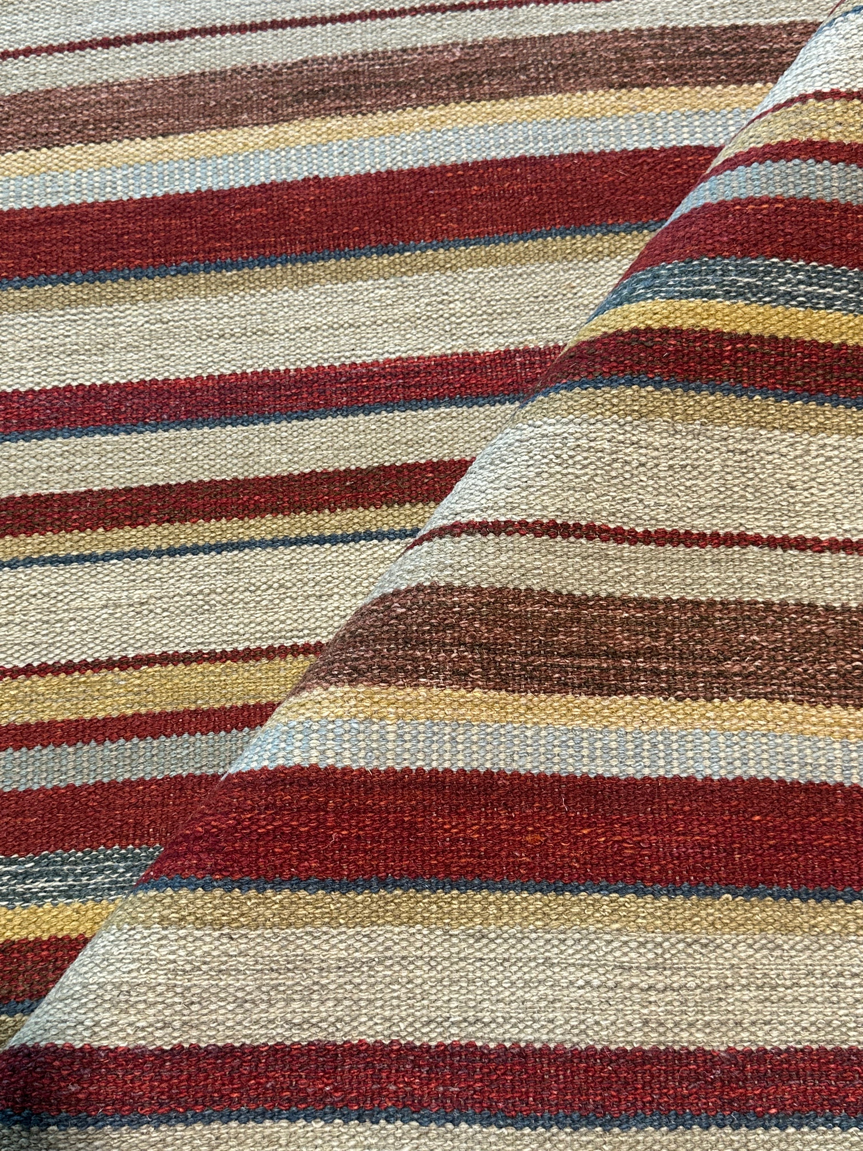 Quincey Williams 6.9x8.6 Brown Striped Handwoven Modern Rug