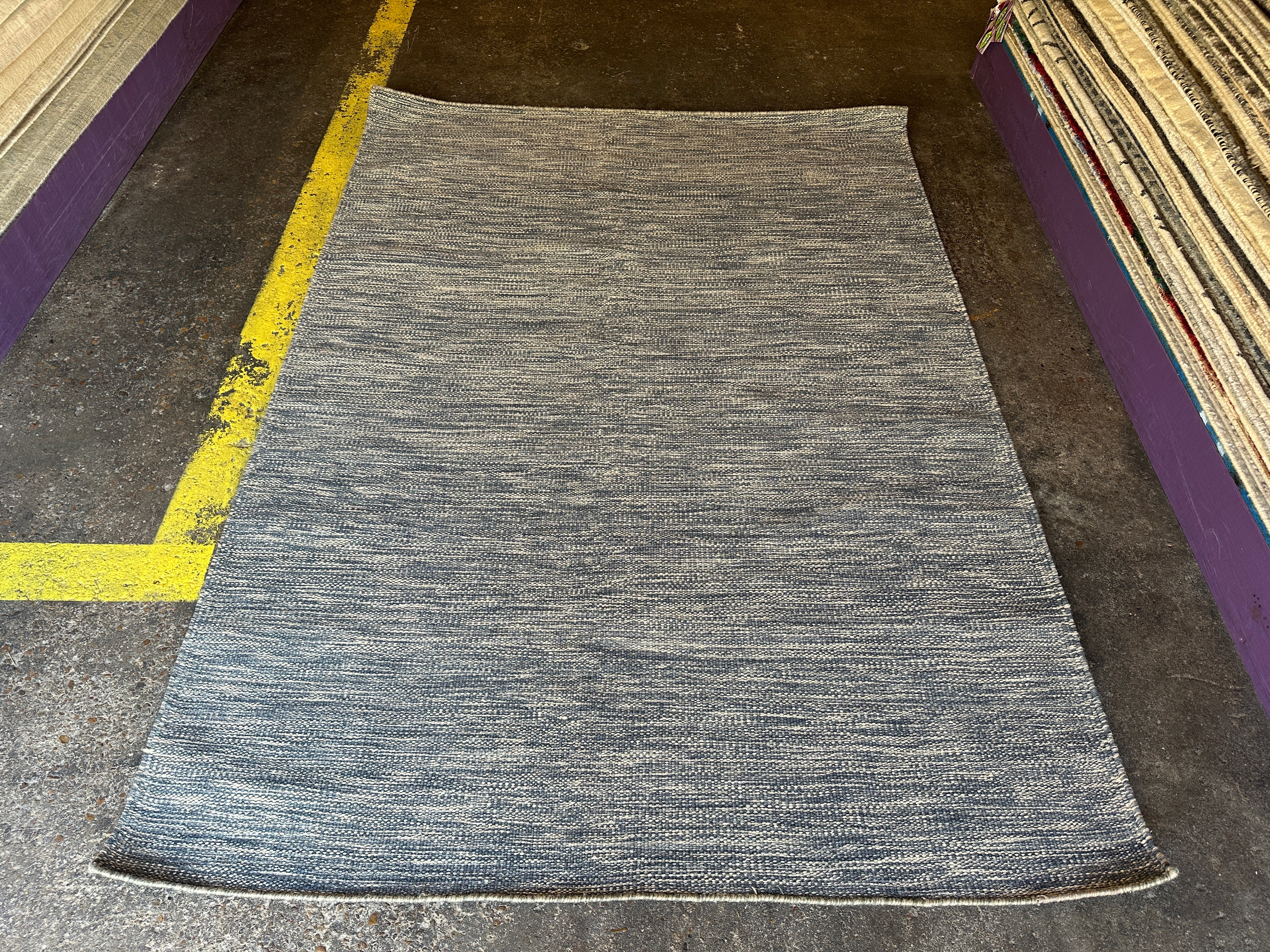 David 5.3x7.9 Handwoven Durrie Light Grey