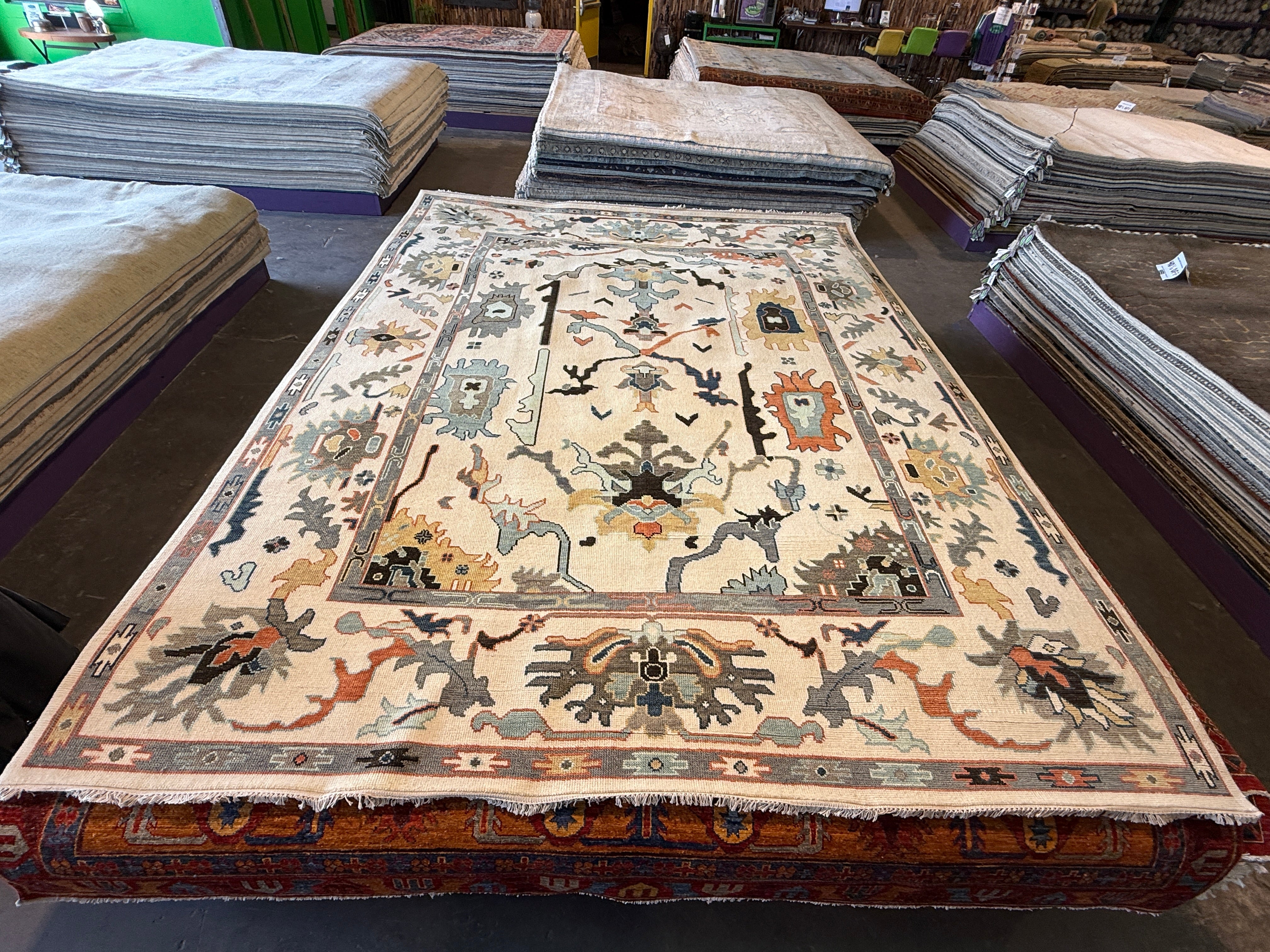 Marci T. House 9x11.9 Ivory Hand-Knotted Oushak