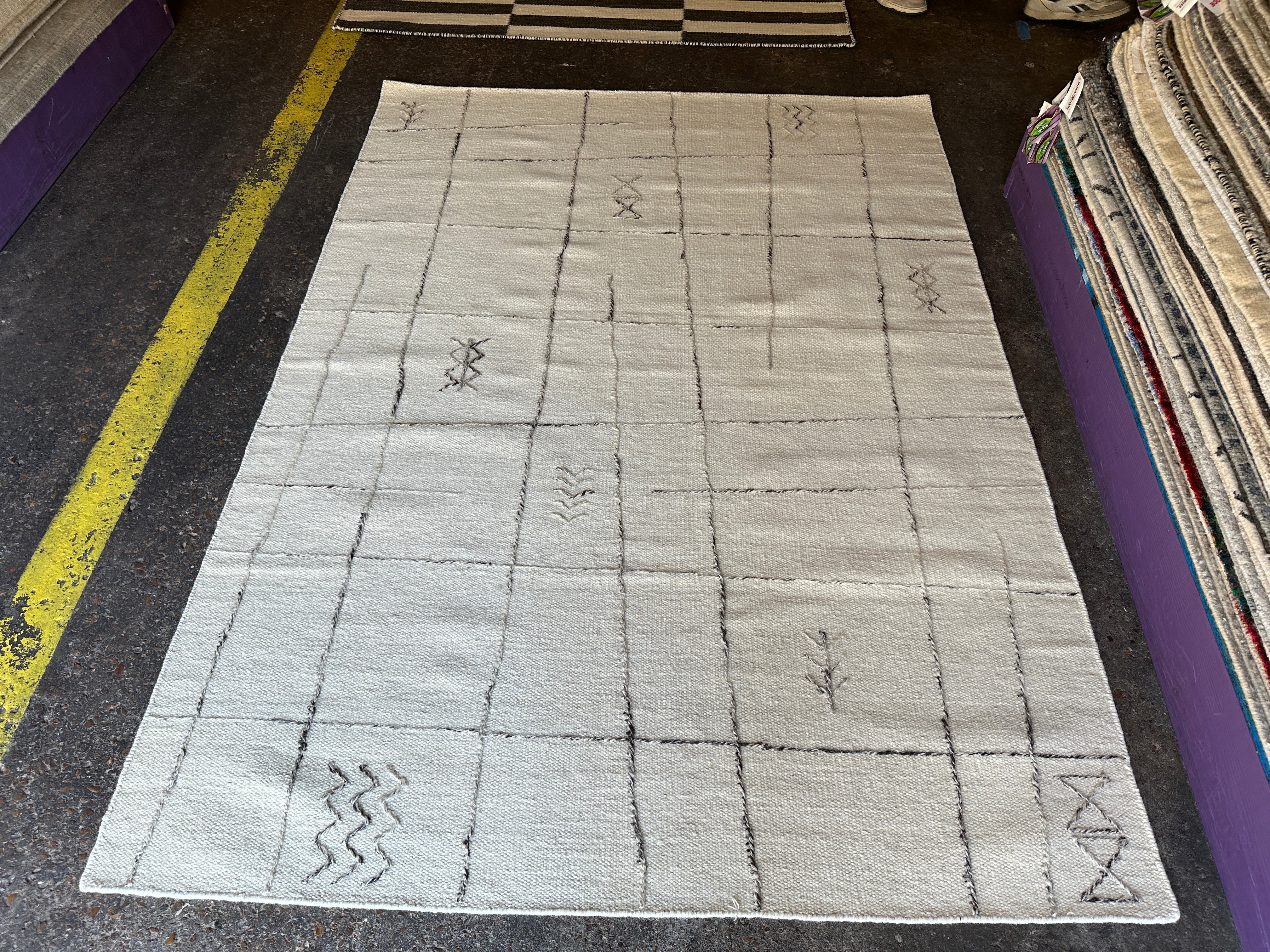 Alan 5.3x7.3 Handwoven Durrie Ivory