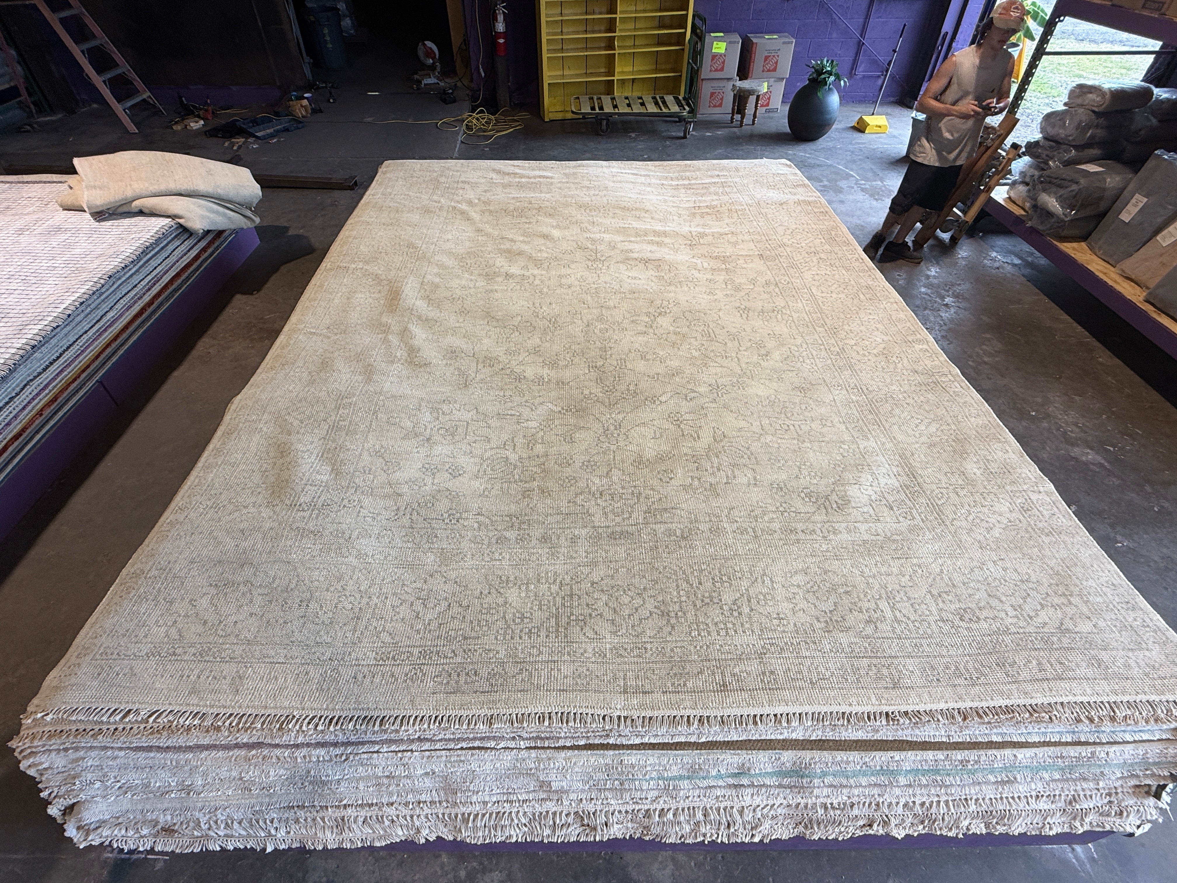 Elsa Dutton 10x14 Cream Hand-Knotted Oushak