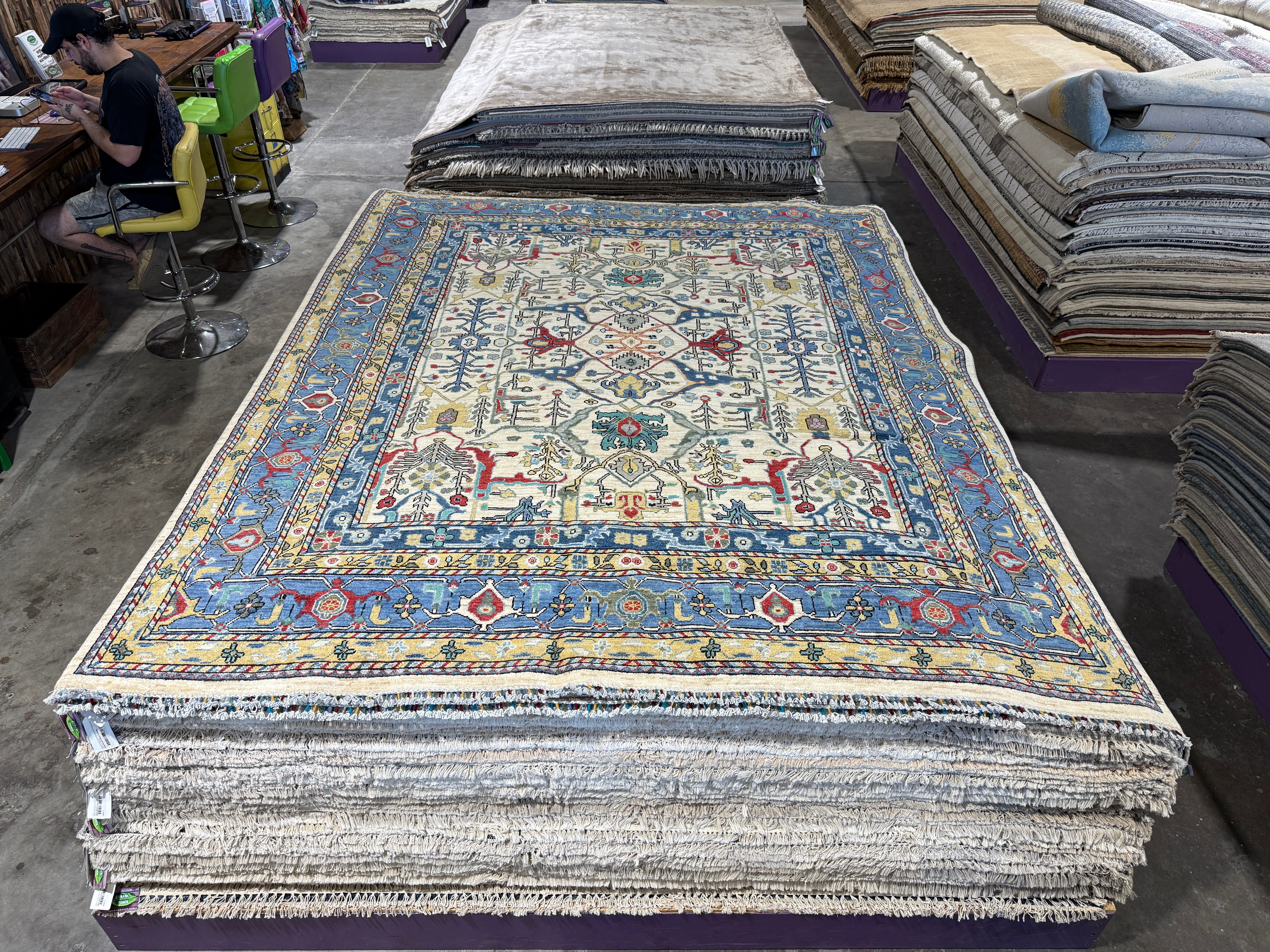 Roberta Rausch 8.2x9.4 Blue Afghani Chobi