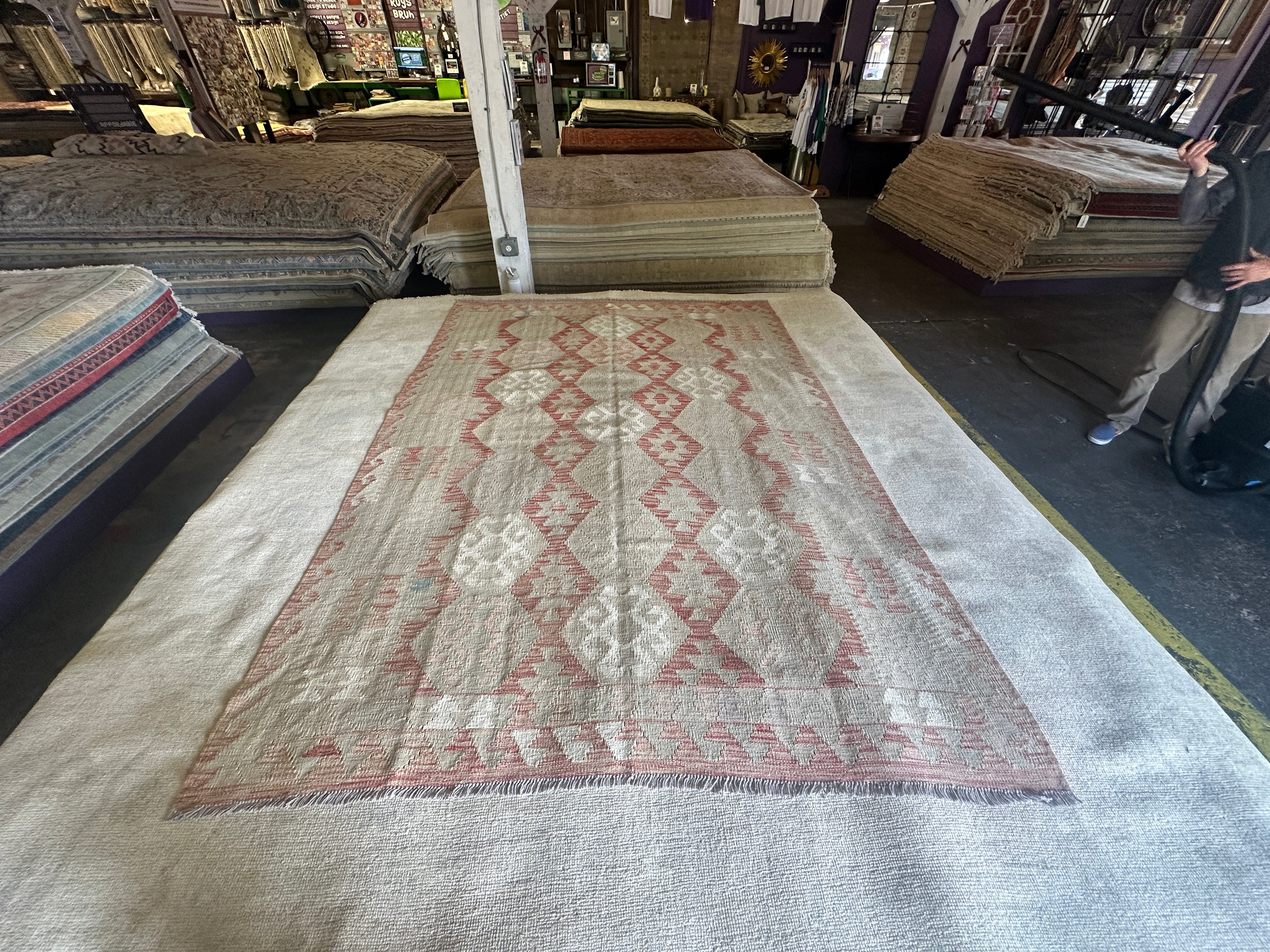 Dan Humphrey 5.9x7.11 Handwoven Durrie Multi-Colored Afghani Kilim
