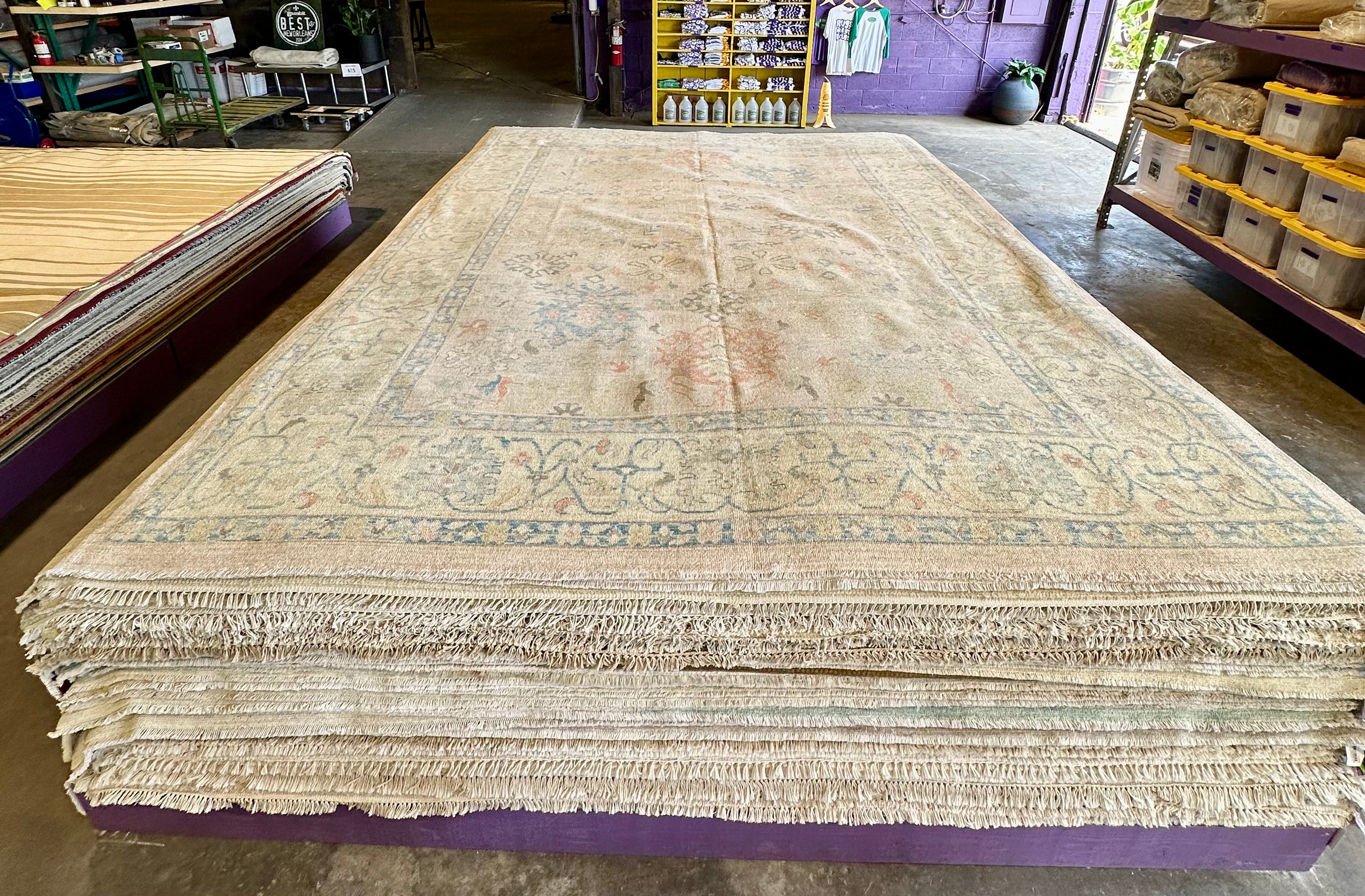 Nina 9.10x13.7 Beige Multi Whitewashed Afghani Oushak