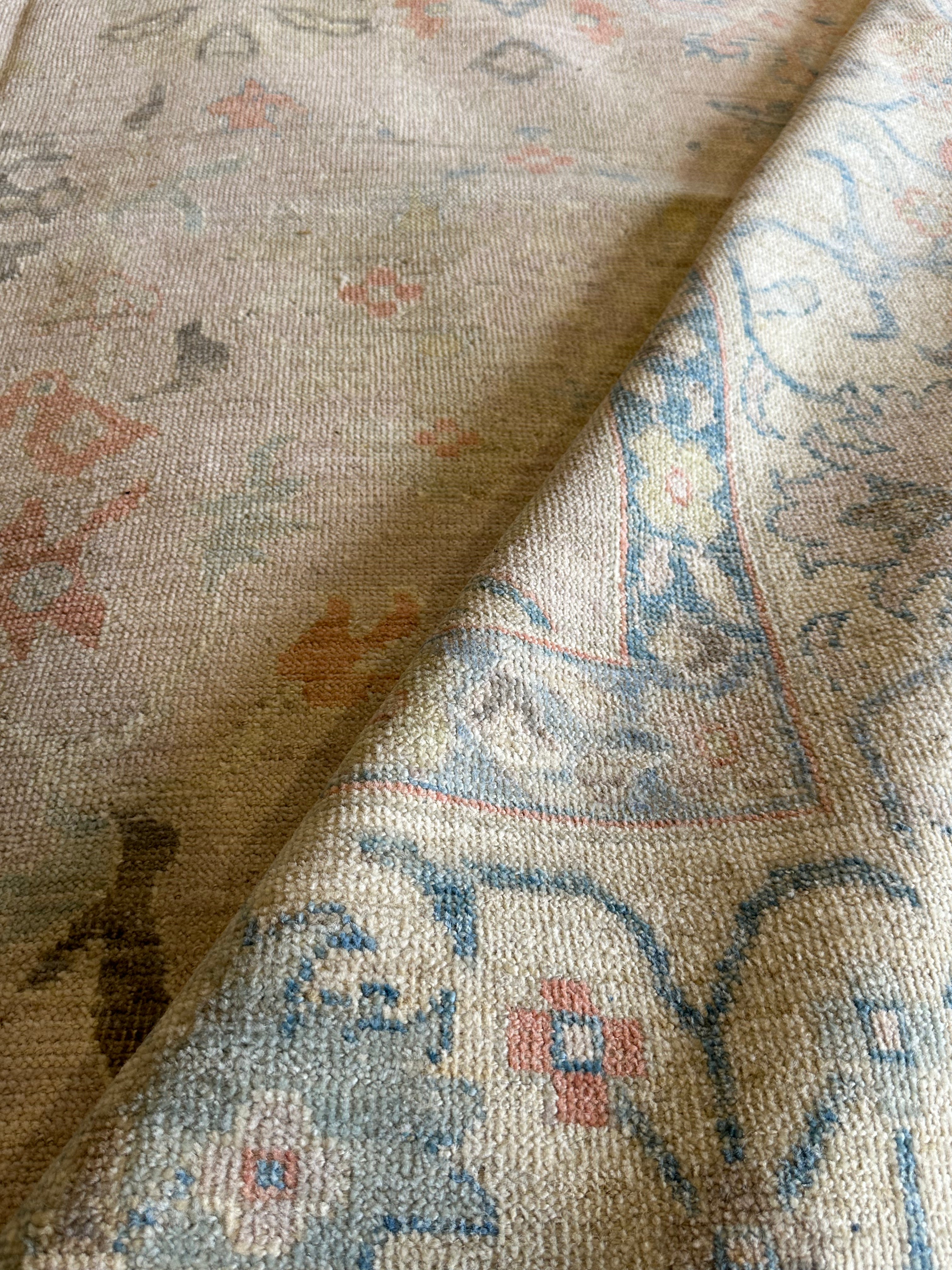 Nina 9.10x13.7 Beige Multi Whitewashed Afghani Oushak