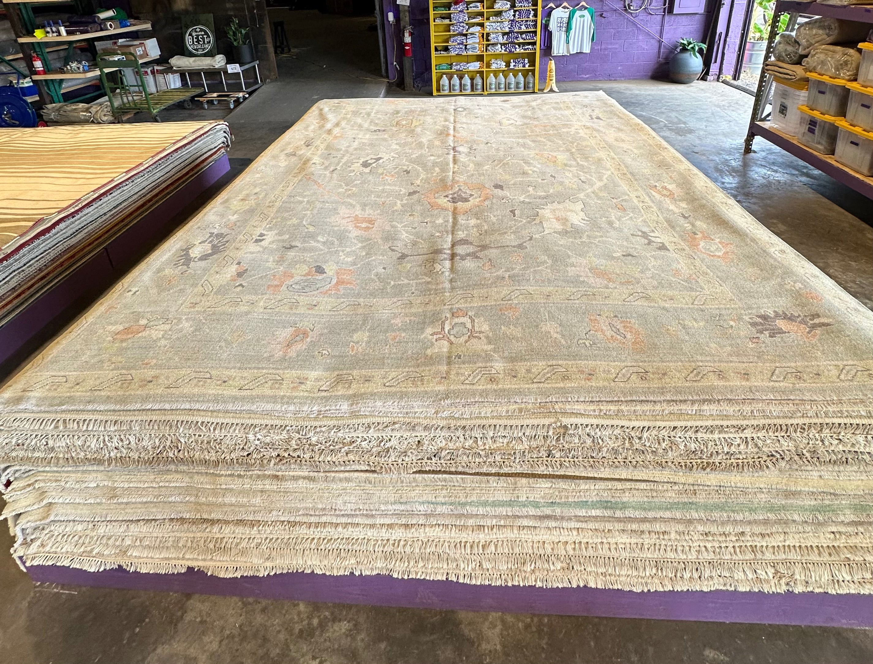 Madison Wolfe 10.2x13.10 Blue Whitewashed Afghani Oushak