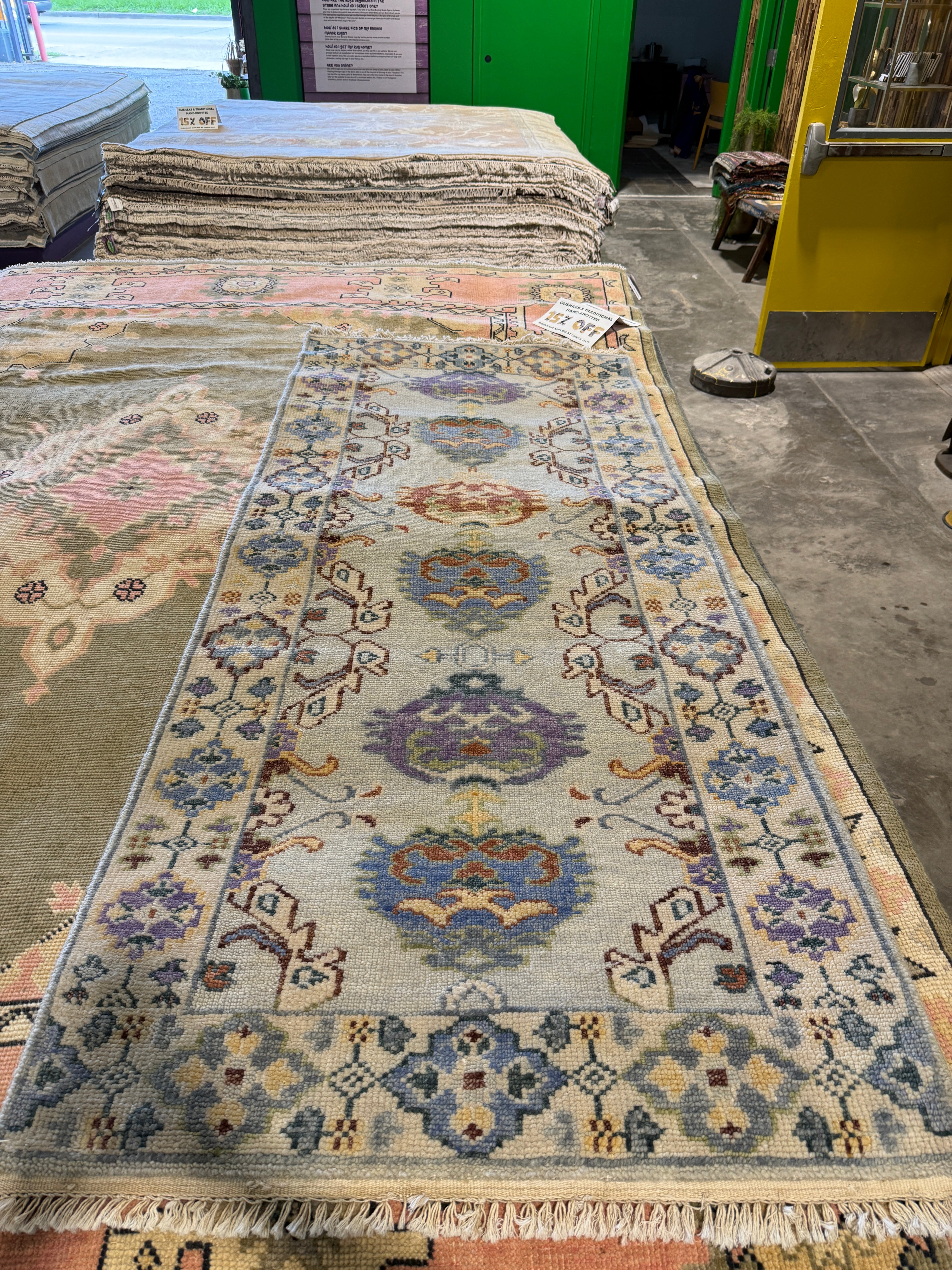 Anna Shaw 2.8x6.8 Light Blue Hand-Knotted Oushak Runner