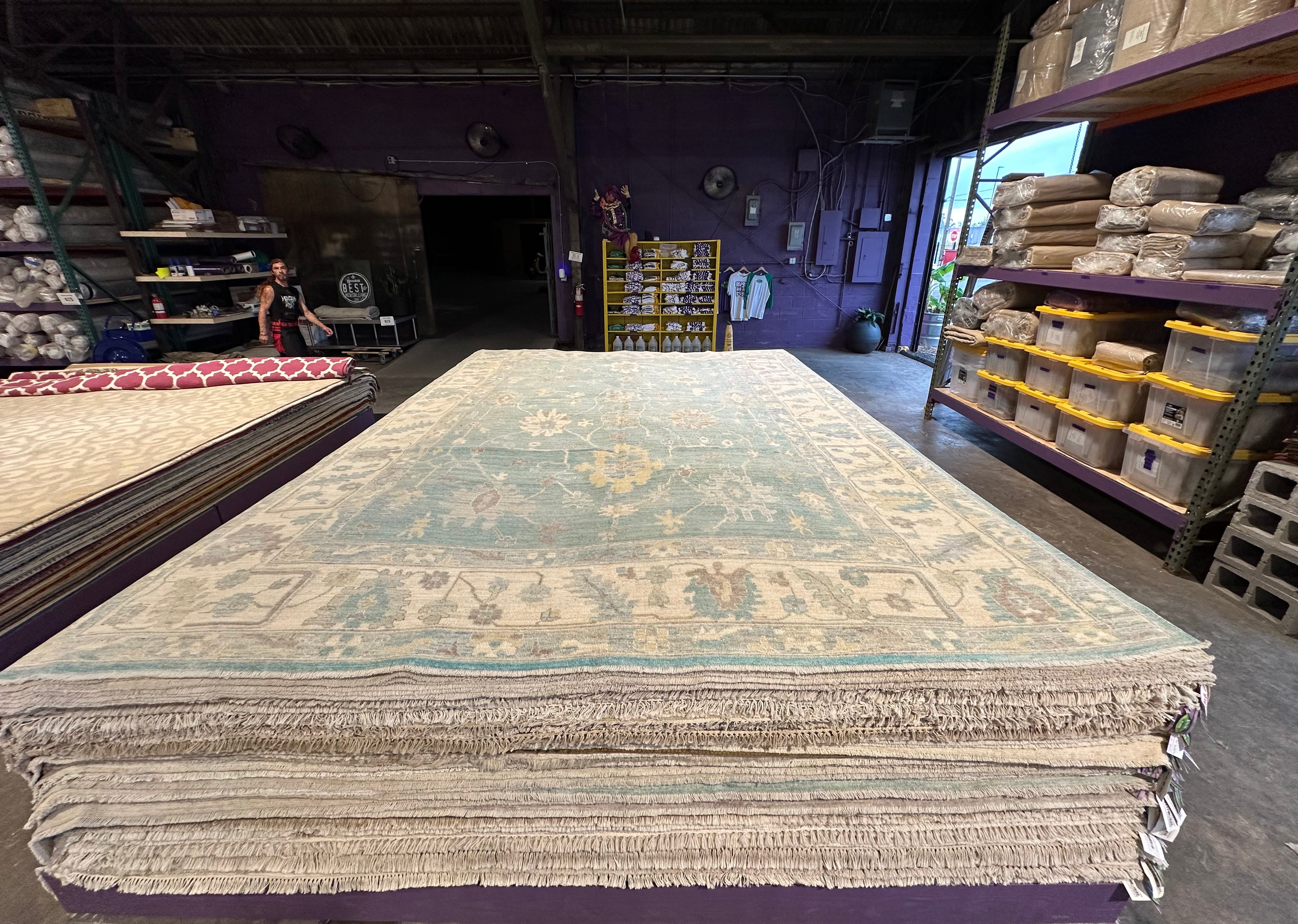 Brittany Snow 10x13.8 Blue Whitewashed Afghani Oushak