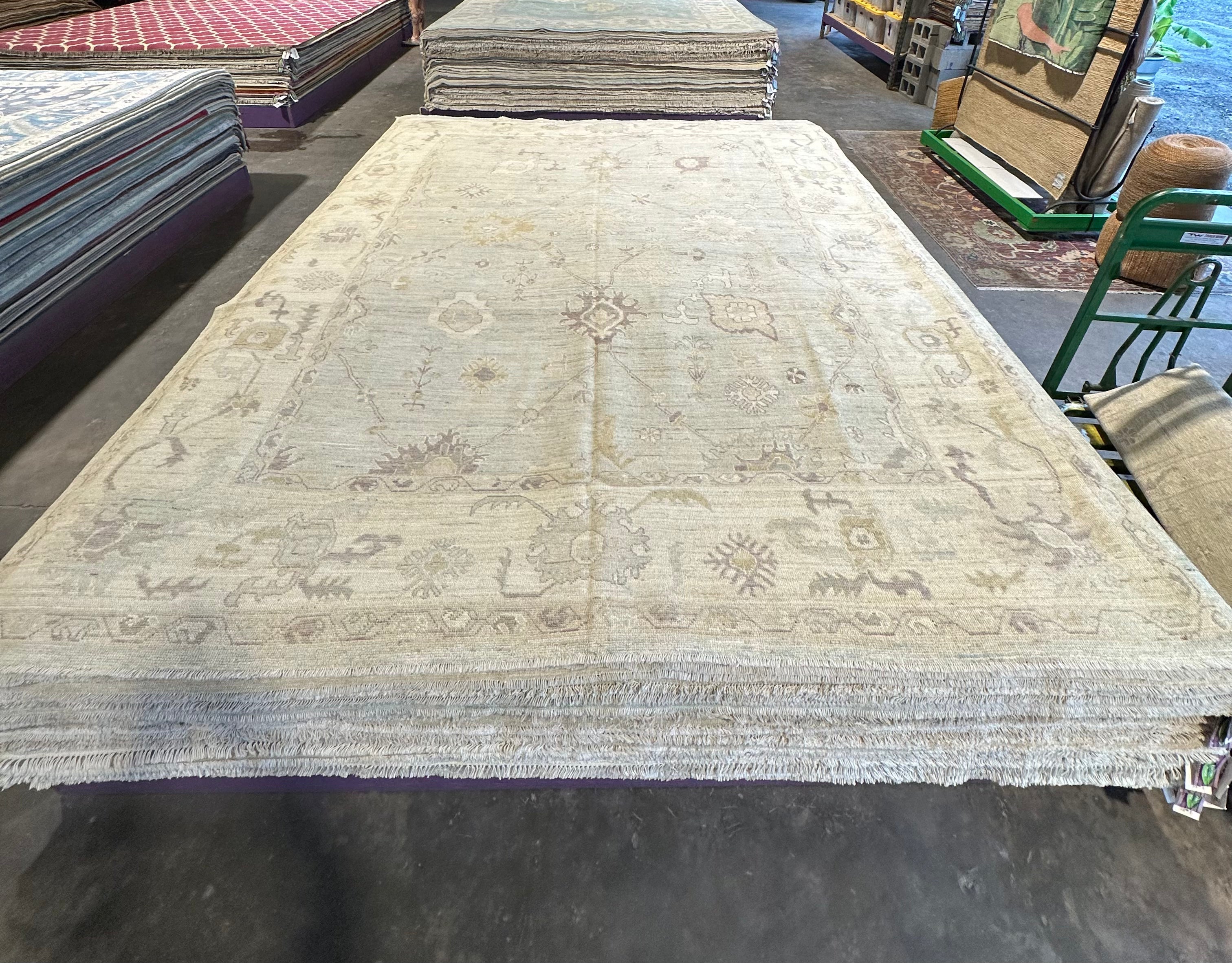 Karen Rodriguez 9X11.9 Blue and Ivory Whitewashed Afghani Oushak