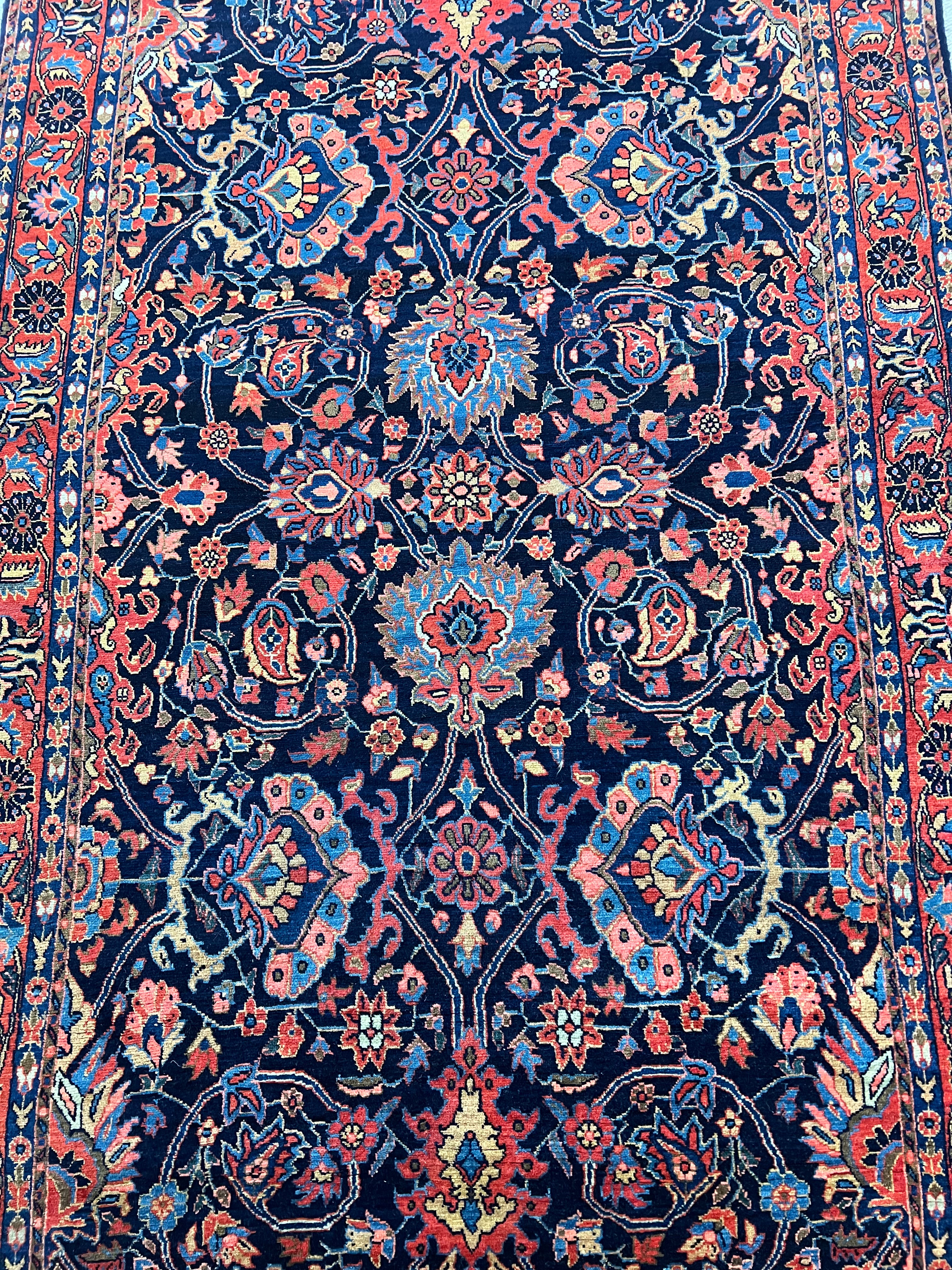 Antique Finest Quality 4.5x7.5 West Persia, Arak Region Rug Red and Blue