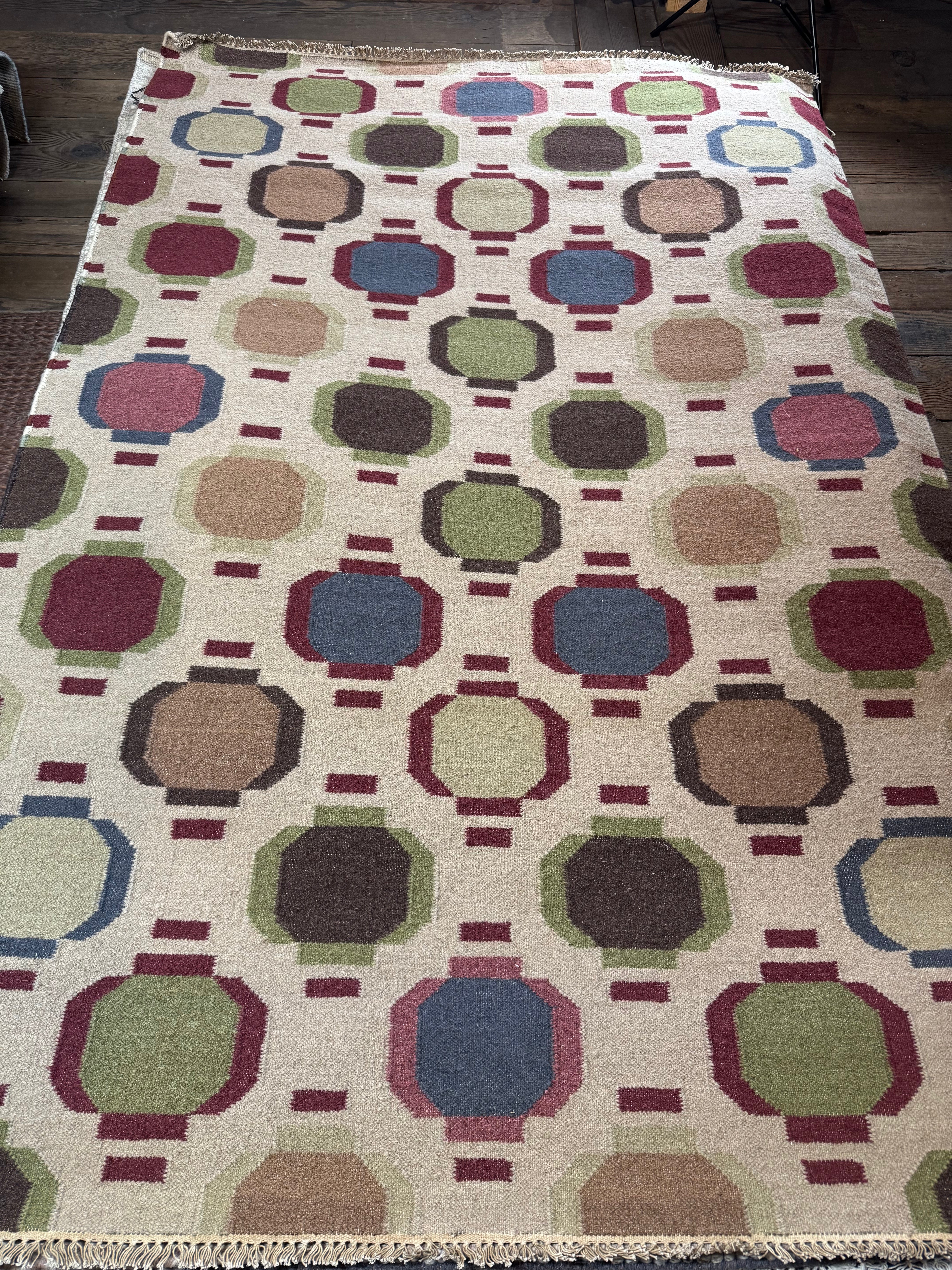 Antony Starr Moon 5.3x8 Colorful Handwoven Durrie Rug