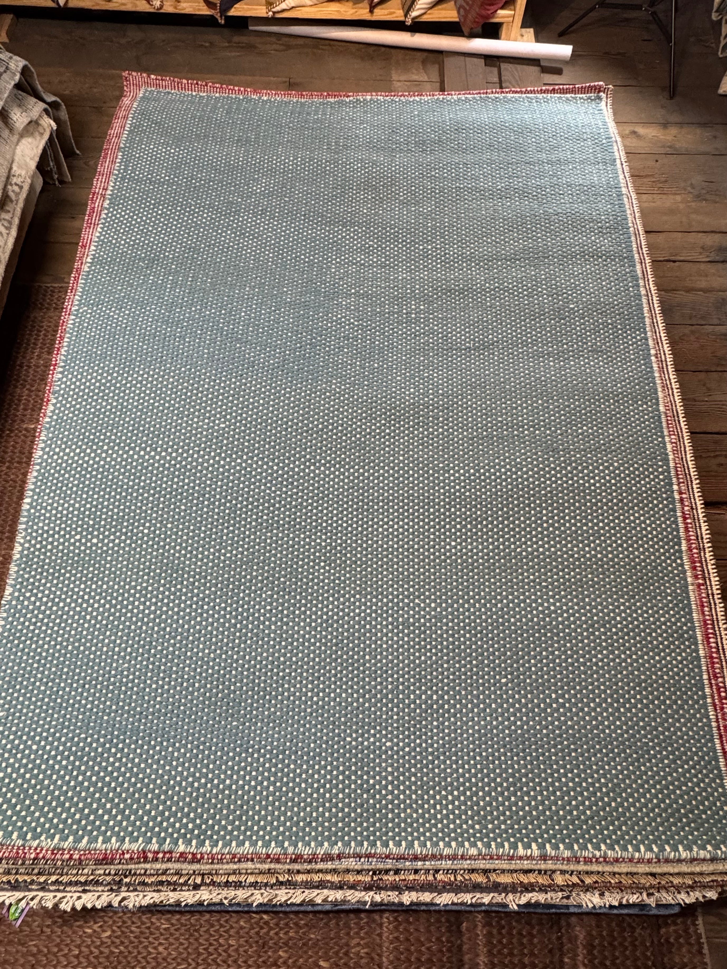 Drew 5x7.3 Light Blue Handwoven Durrie