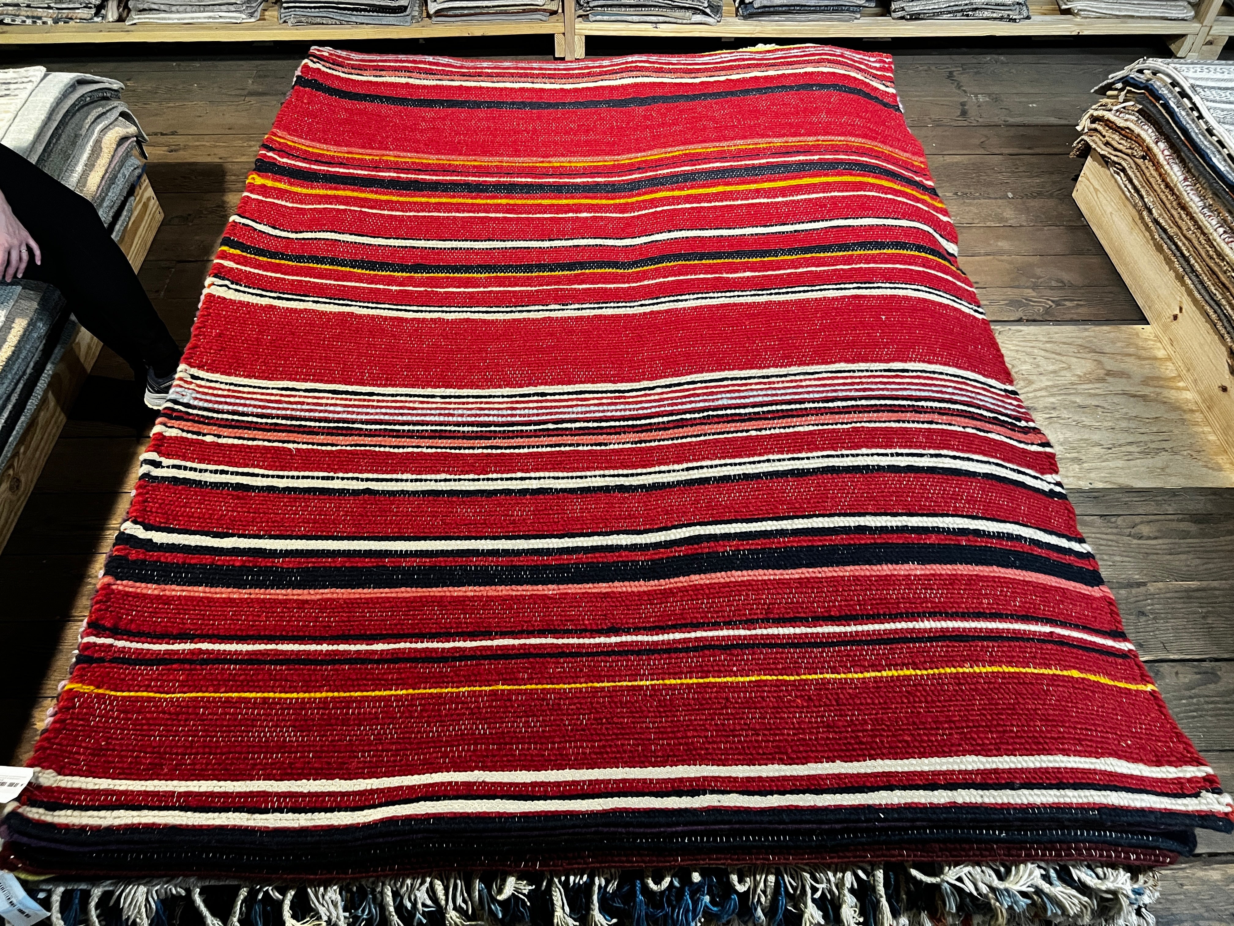 Barney Ross 5.3x7.9 Multi-Colored Handwoven Durrie Rug (Multiple Colors Available) | Banana Manor Rug Company