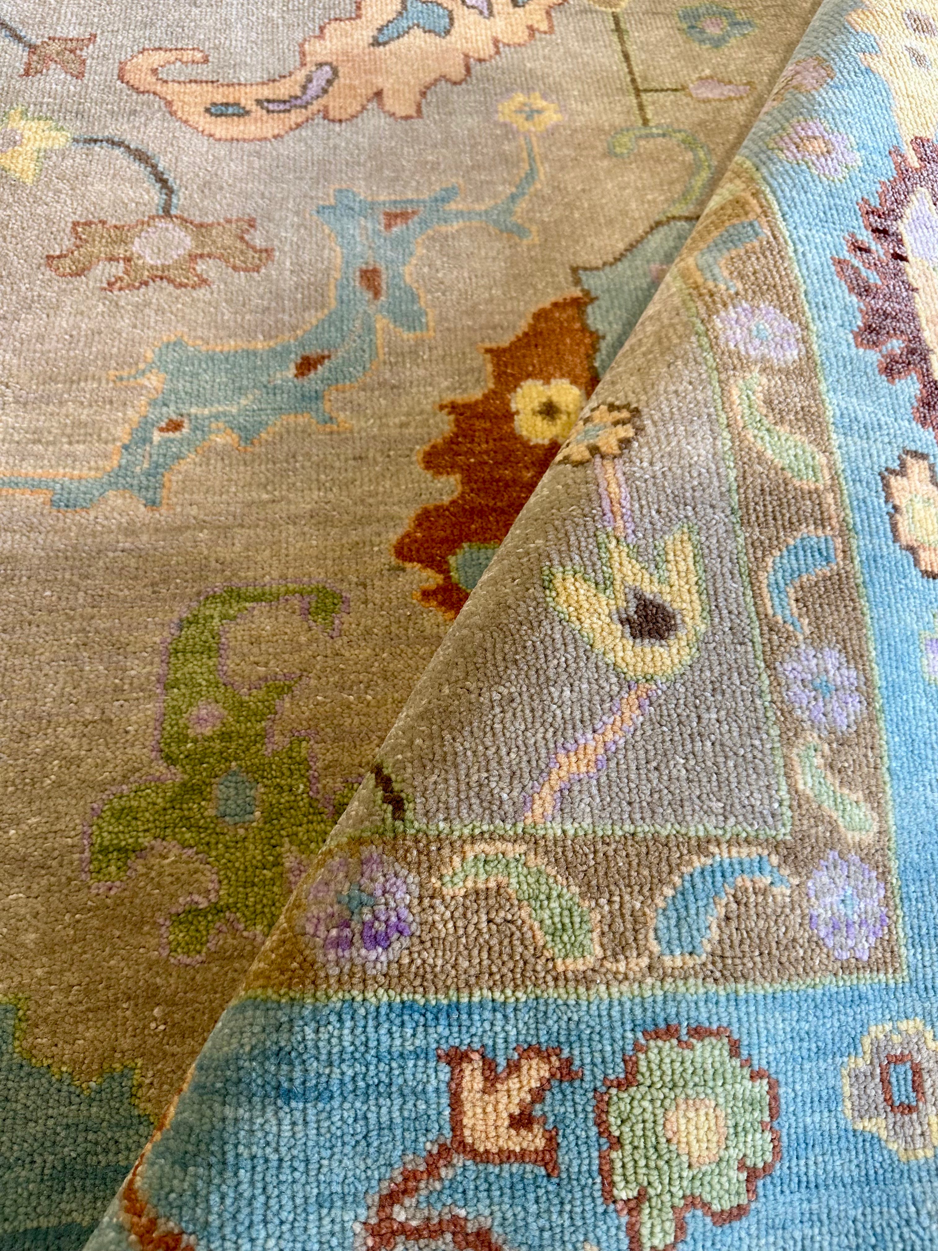 Ricky 9x12 Tan and Blue Oushak Rug