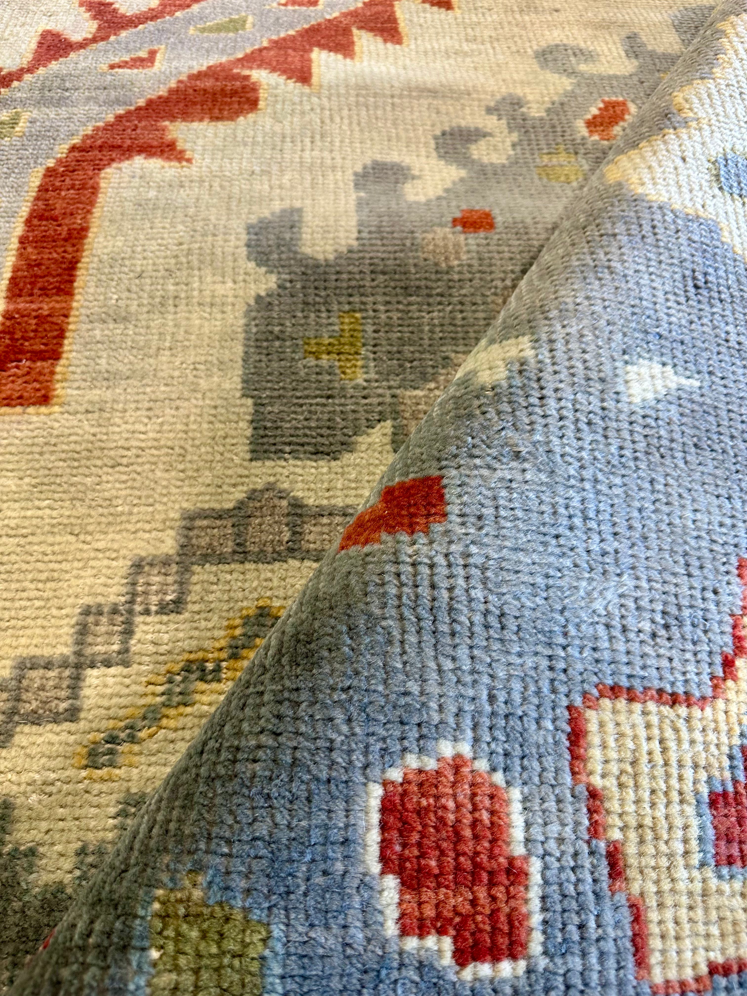 Paulina Andreeva 9x12 Hand-Knotted Oushak Rug Light Blue and Tan