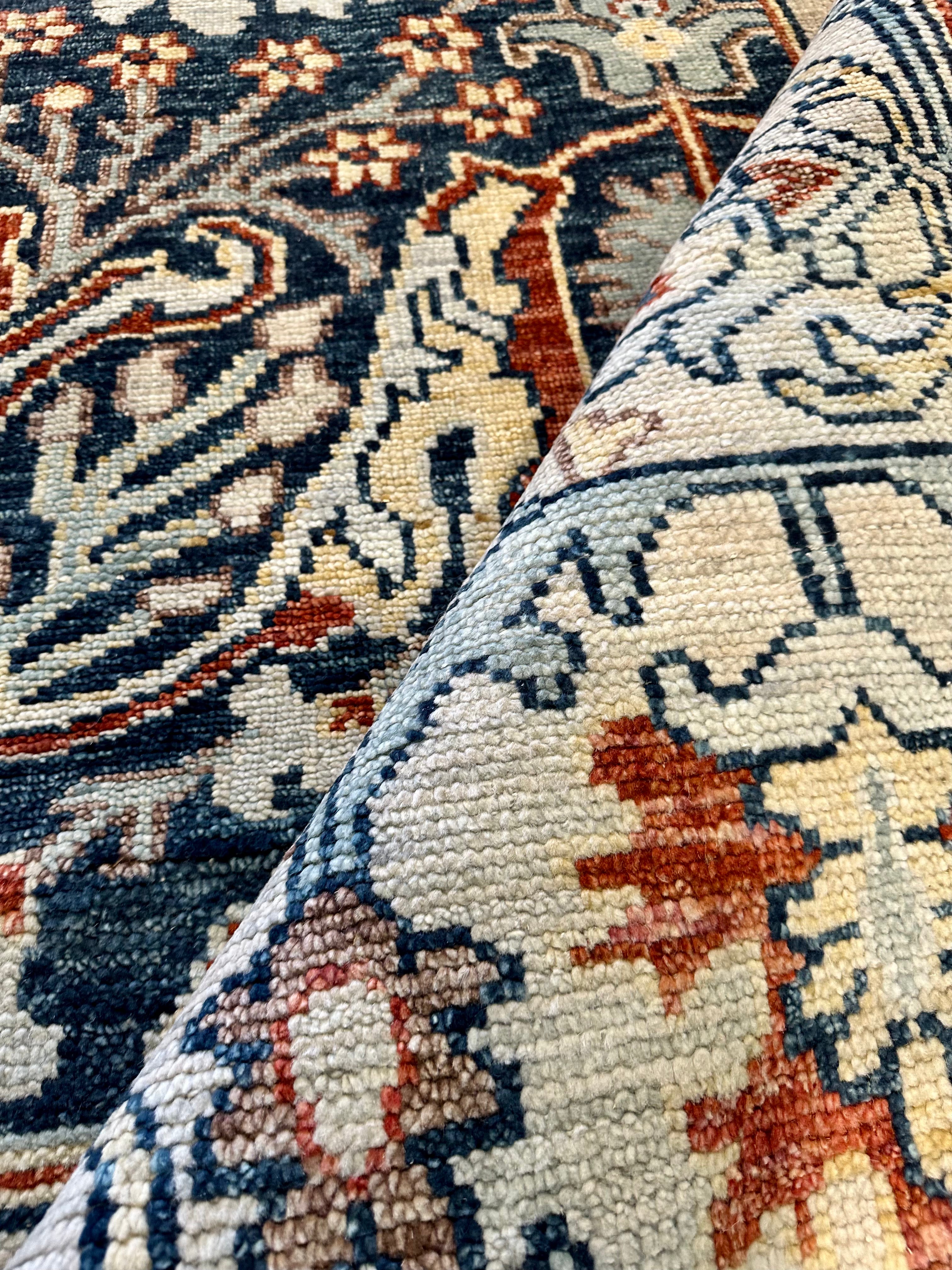 Tatum Thompson 8x10 Blue and Beige Hand-Knotted Allover Rug