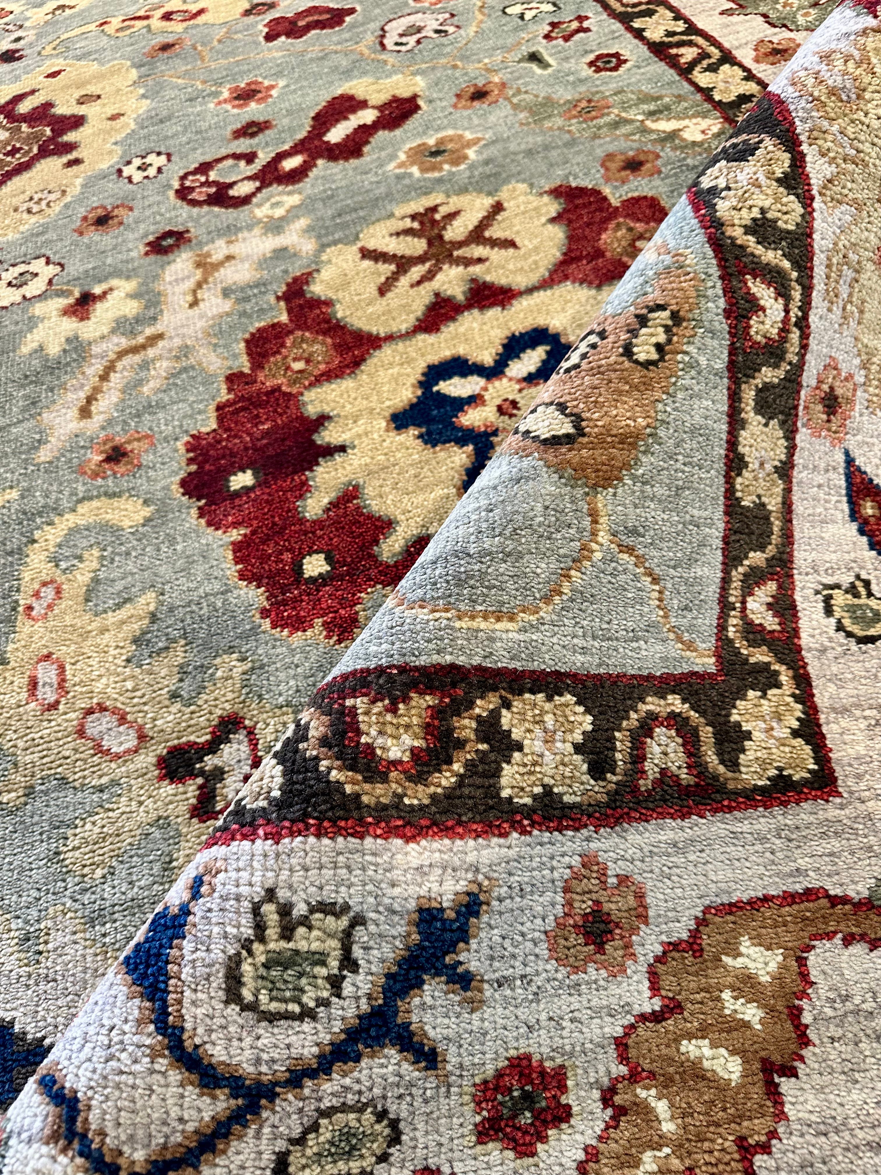 Olivia Newton-John 8x10 Light Blue Hand-Knotted Oushak Rug