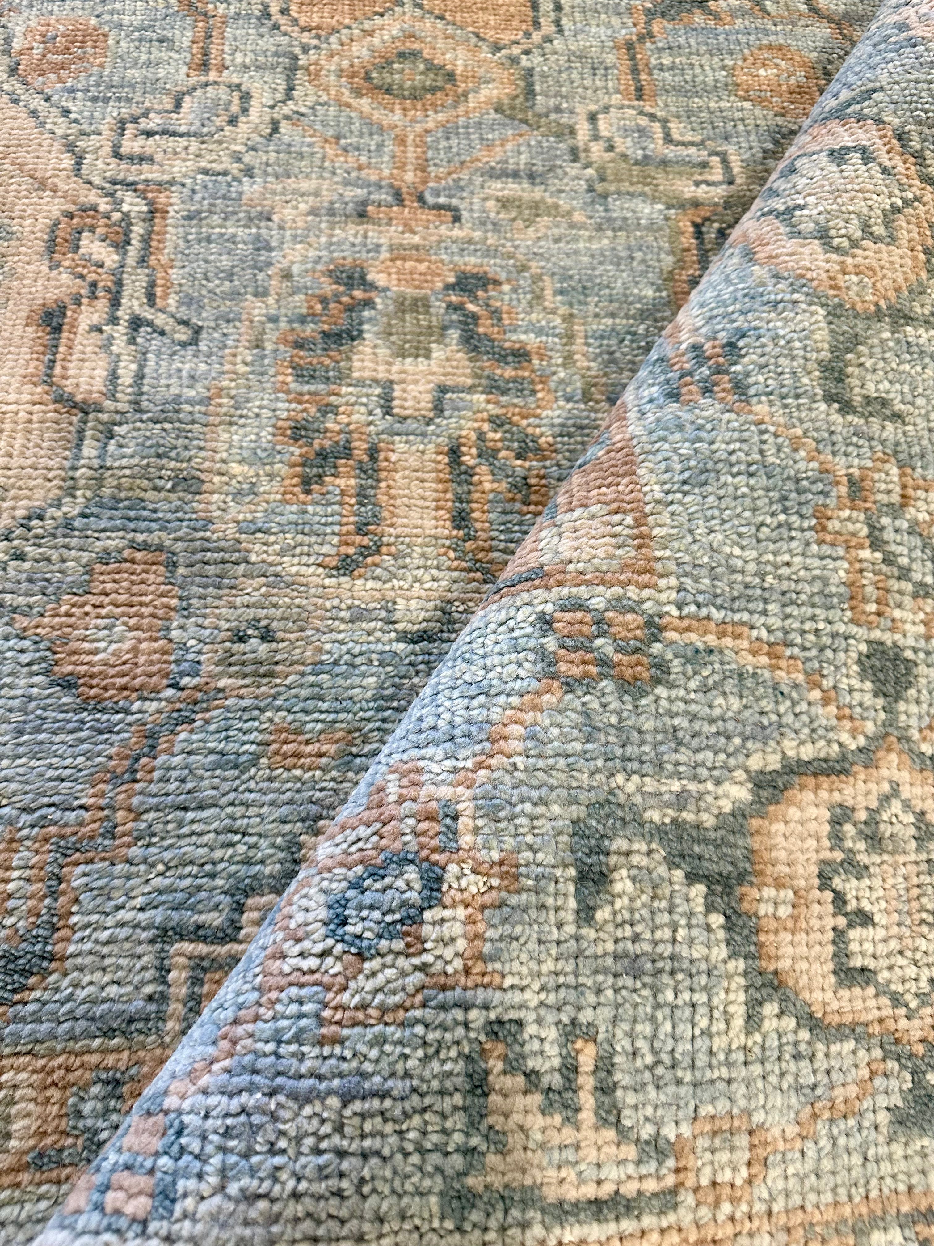 Nancy Lancaster 8.3x10 Light Blue Hand-Knotted Oushak Rug
