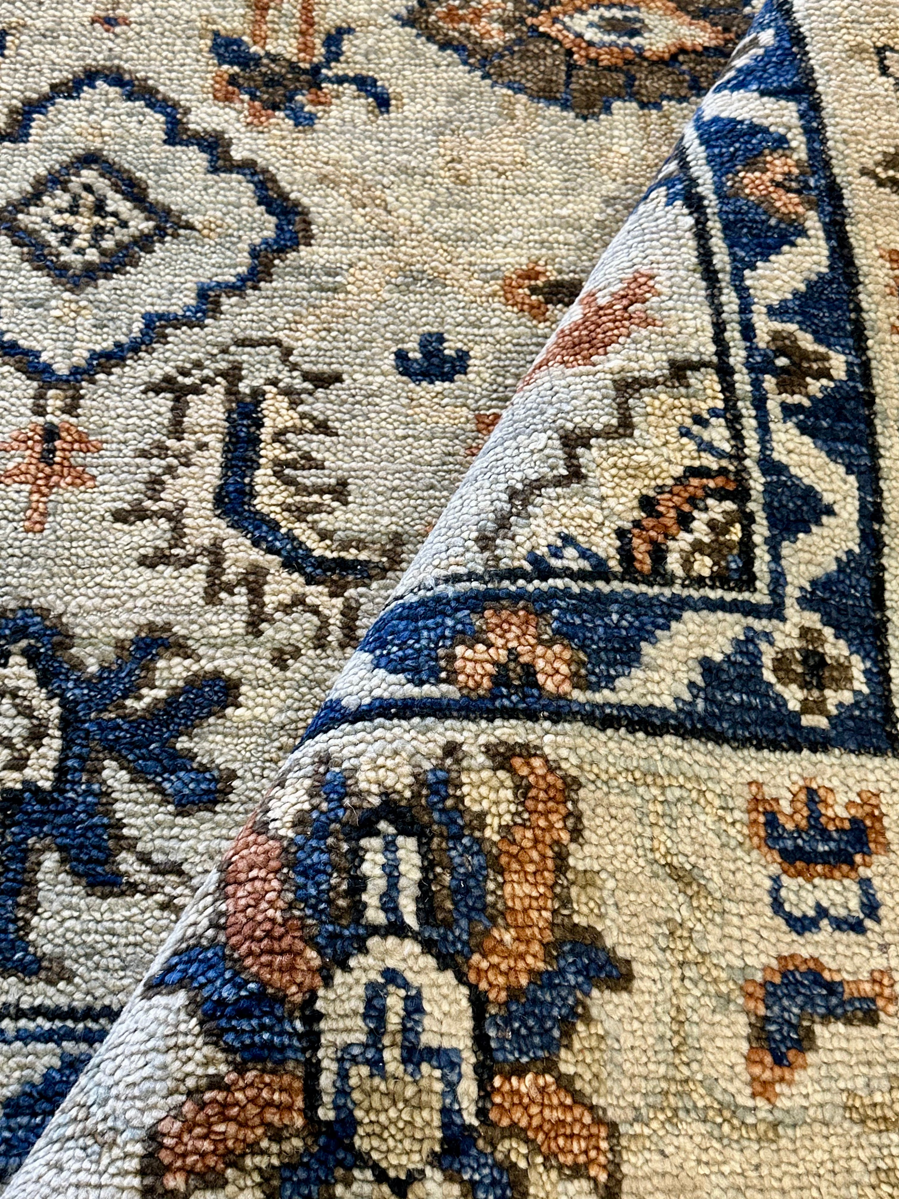 Mazant 8x10 Tan and Grey Hand-Knotted Oushak Rug