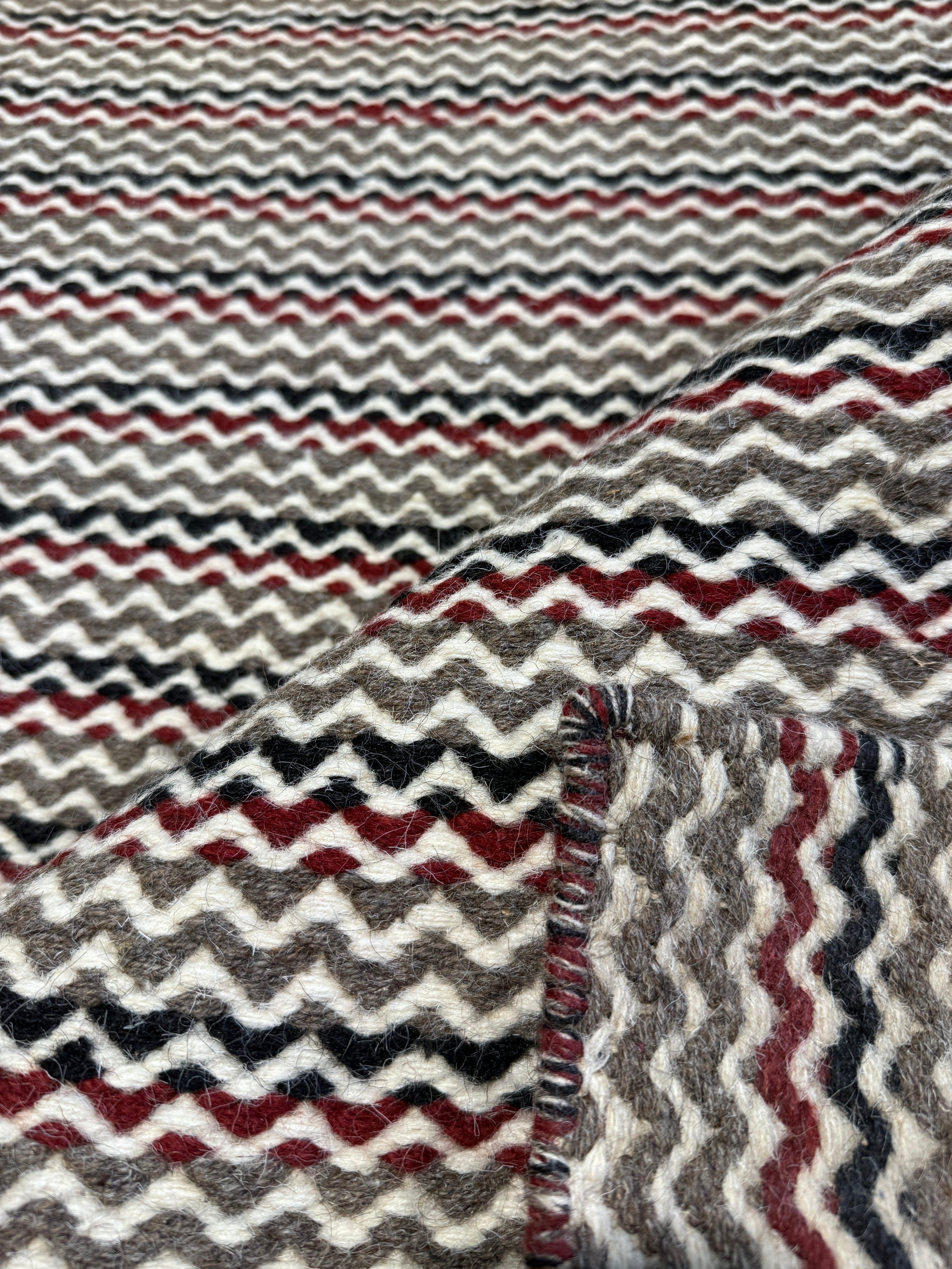 Henry Bouy 5.3x7.6 Grey Handwoven Durrie Rug