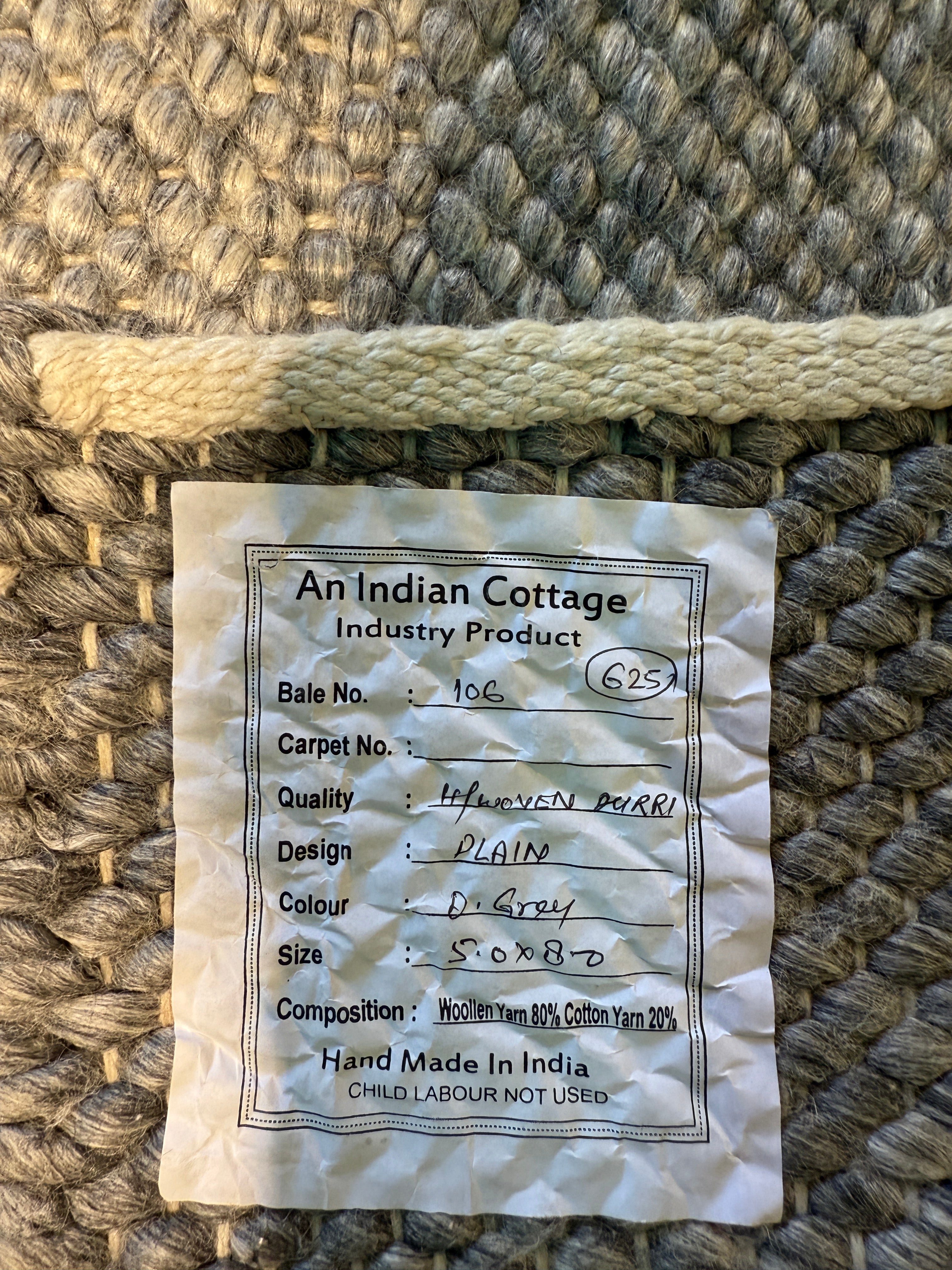 Rodolfo 5x8 Handwoven Wool Textured Durrie