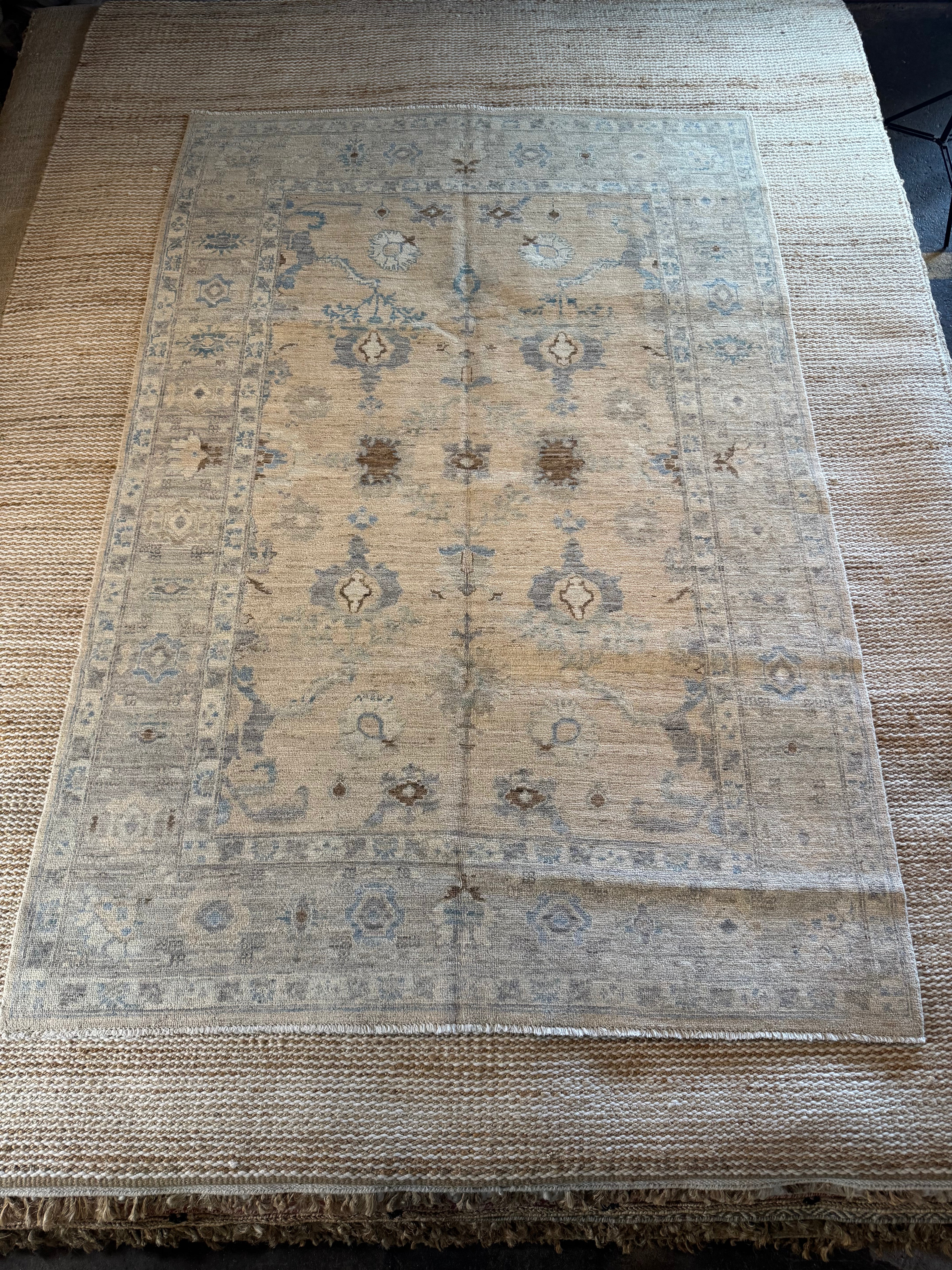 Emily Gutwell 5.8x8.5 Beige Whitewashed Afghani Oushak
