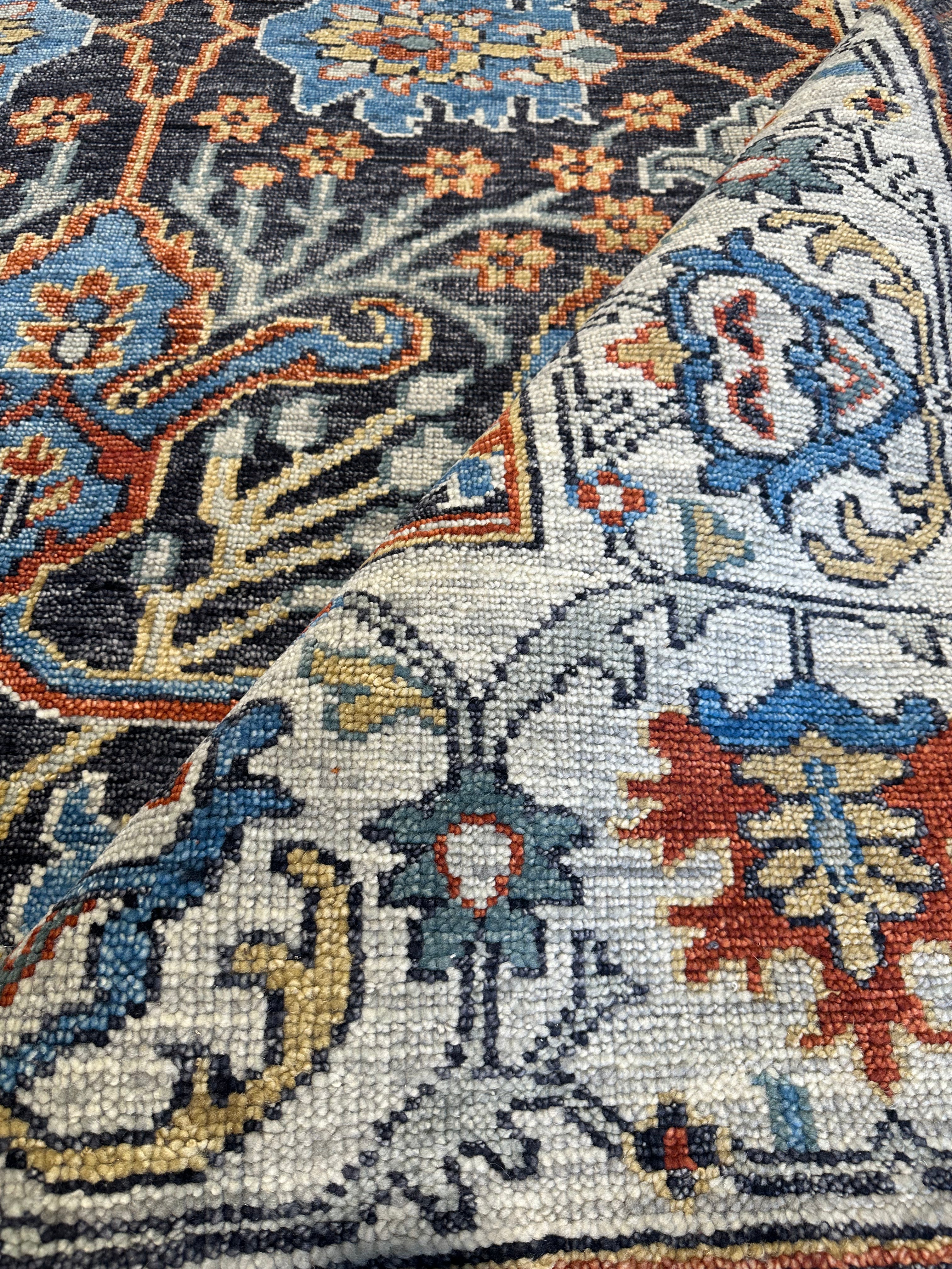 Lene Nystrom 8x10 Blue and Beige Hand-Knotted Allover Rug