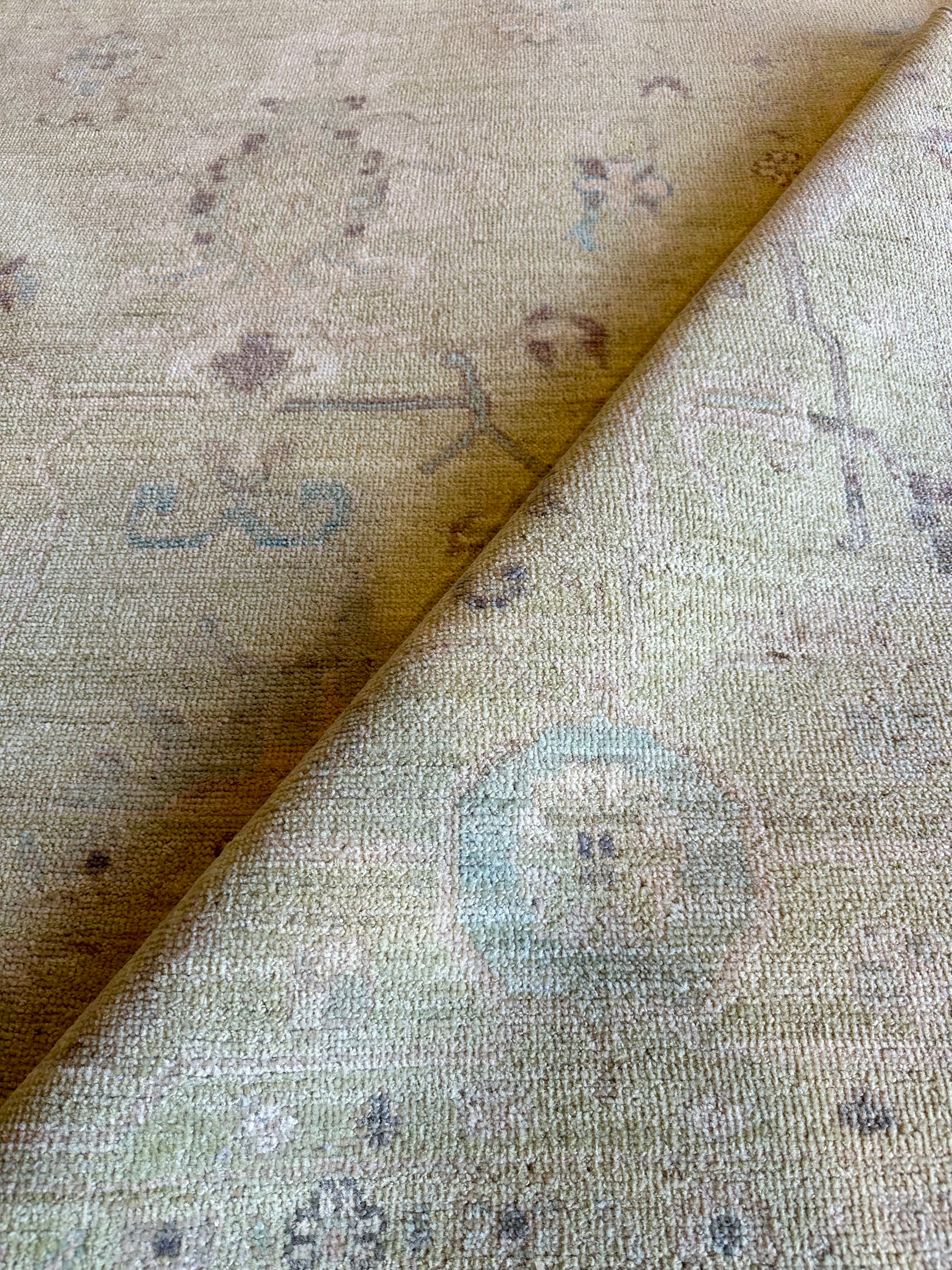 Jill 8.11x12.4 Light Green Whitewashed Afghani Oushak