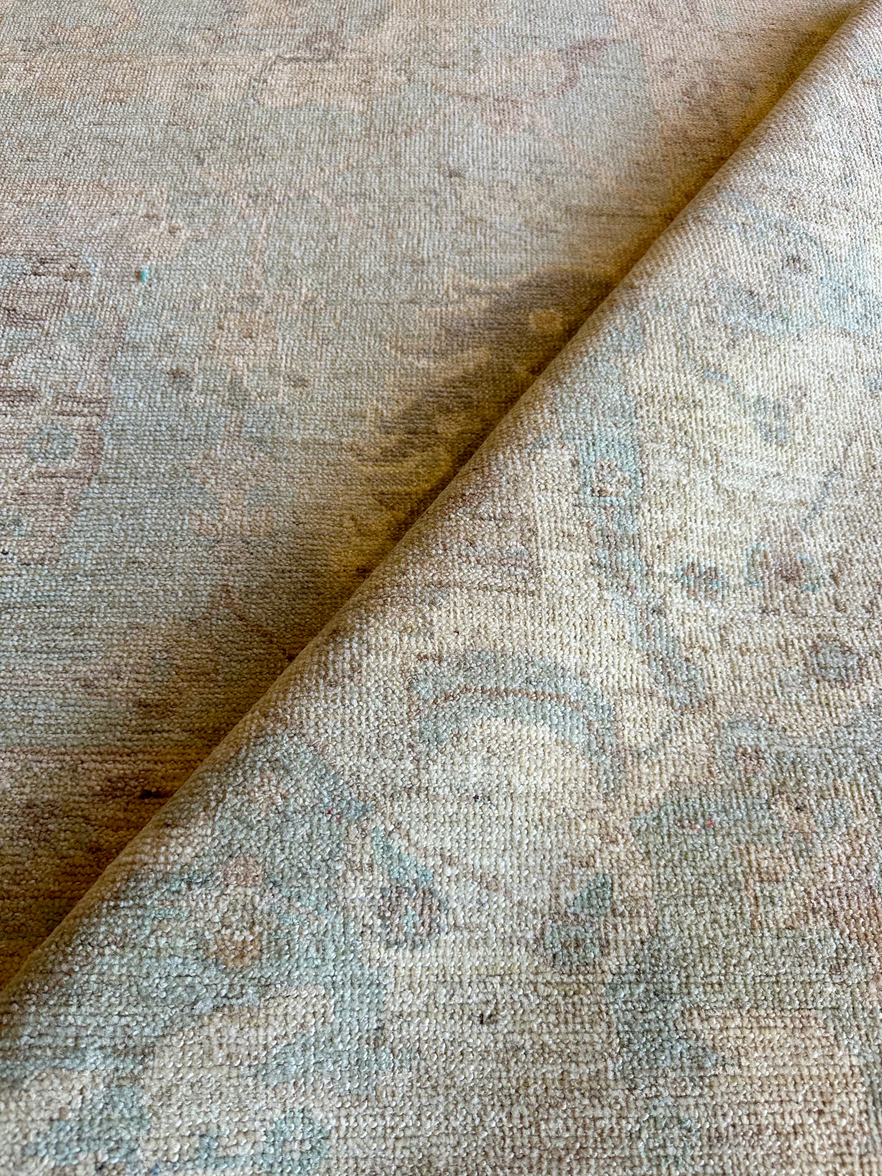 Alexandria DeBerry 9.4x12.3 Blue Whitewashed Afghani Oushak