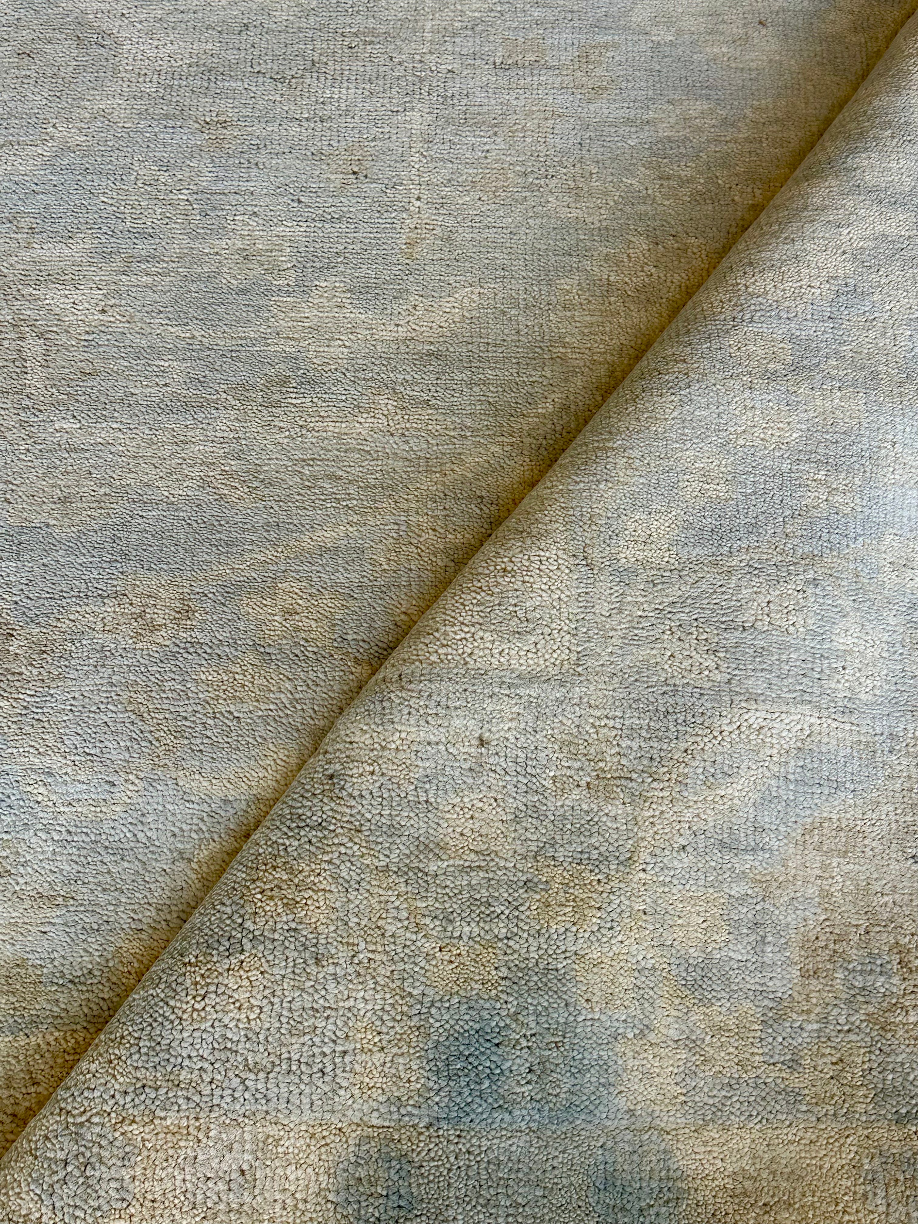 Hyacinth O'Hara 8x10 Aqua Hand-Knotted Oushak Rug