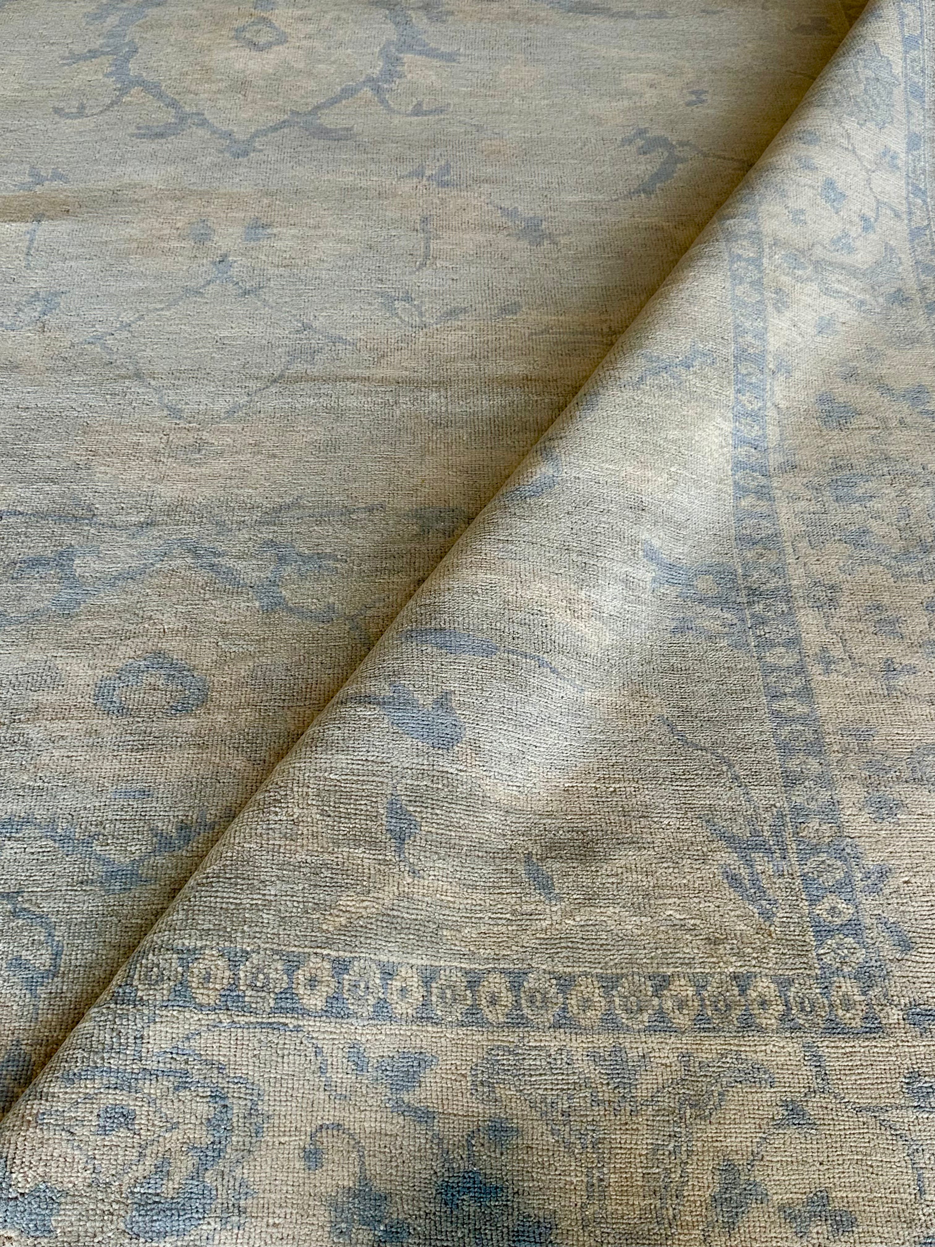 Sativa 7.9x.9.9 Beige and Ivory Hand-Knotted Oushak Rug