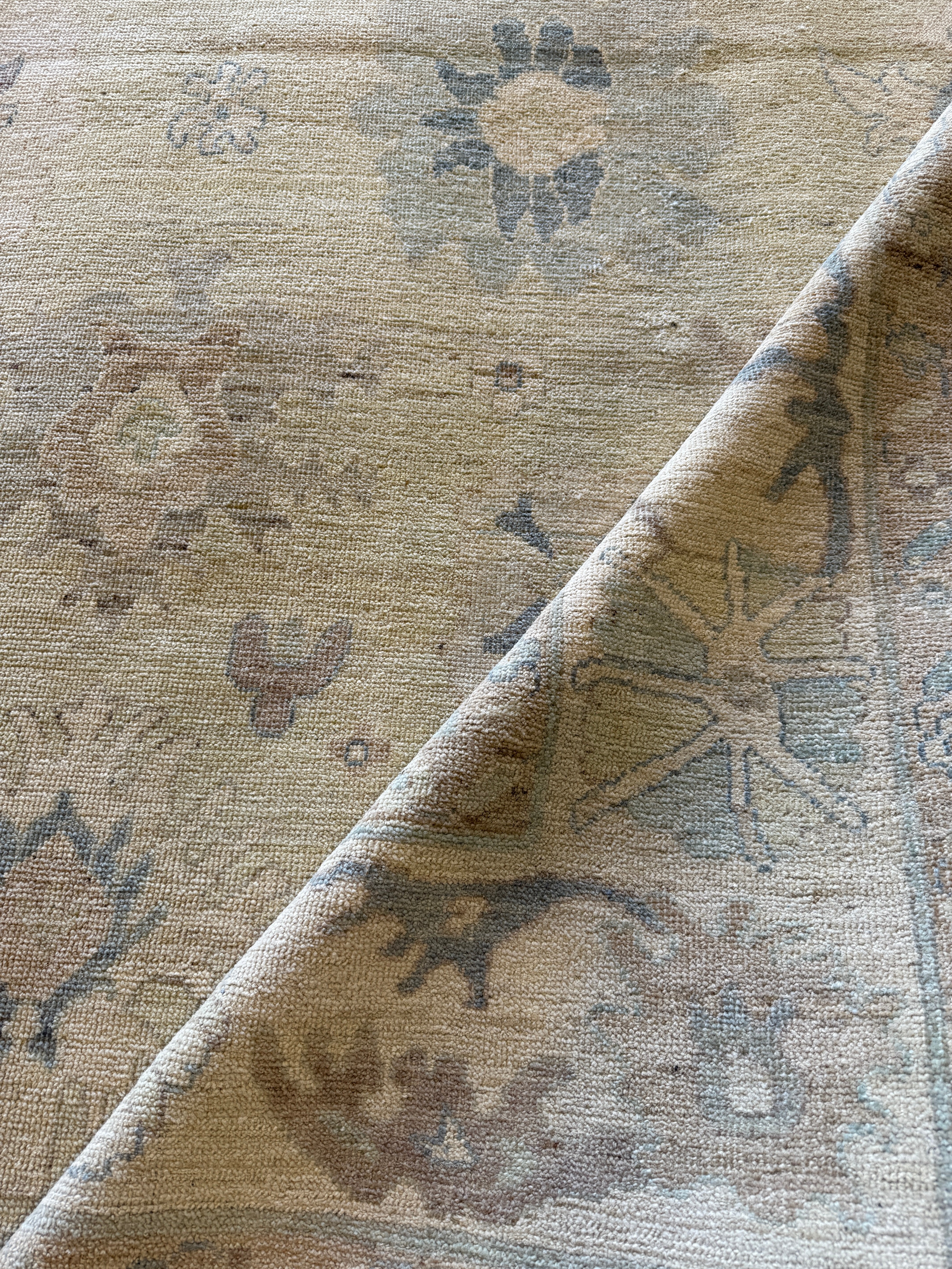 Starr 8.3x9.9 Light Green Whitewashed Afghani Oushak