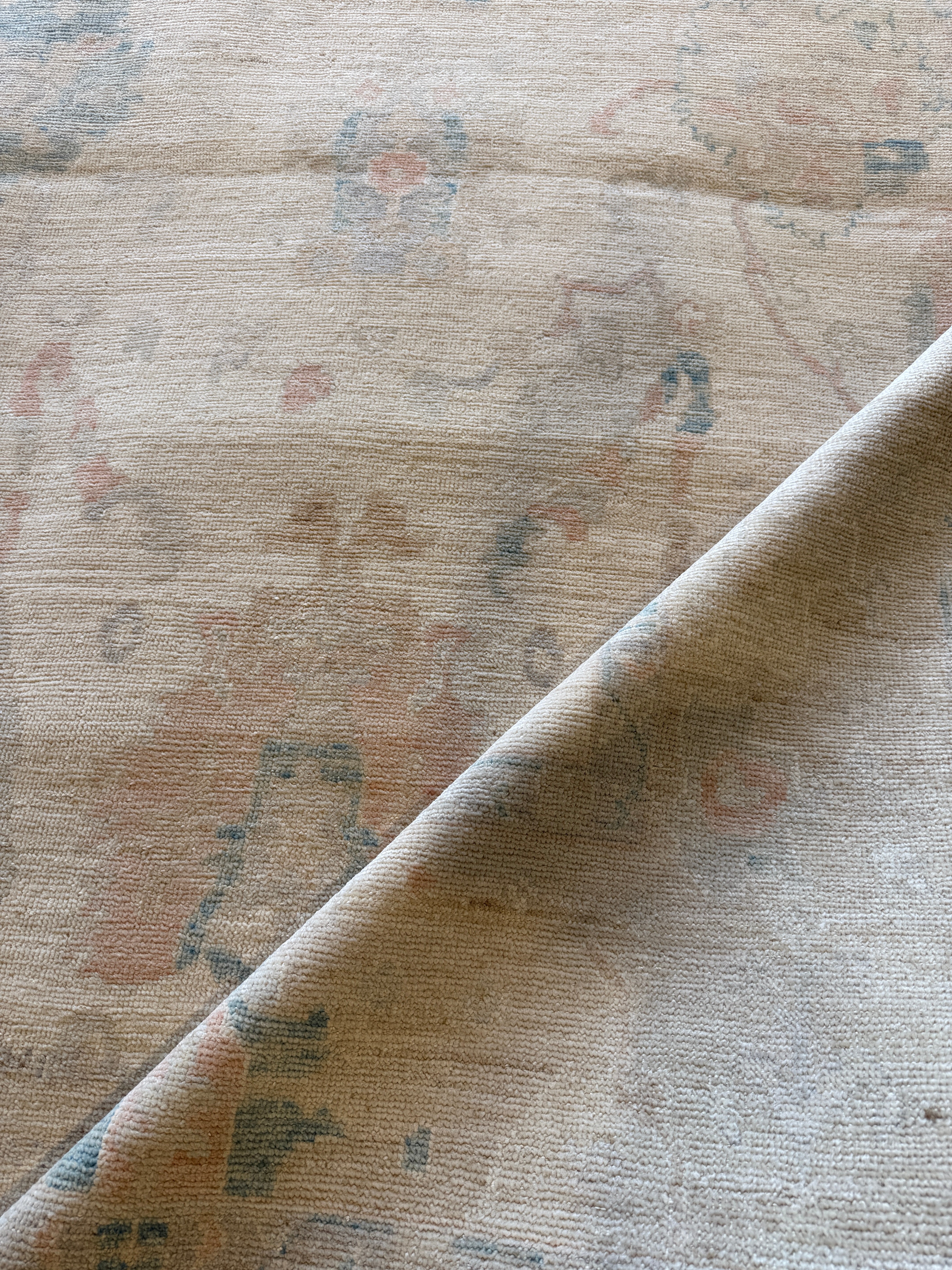 Martha Stewart 7.6x10 Pink and Blue Whitewashed Afghani Oushak