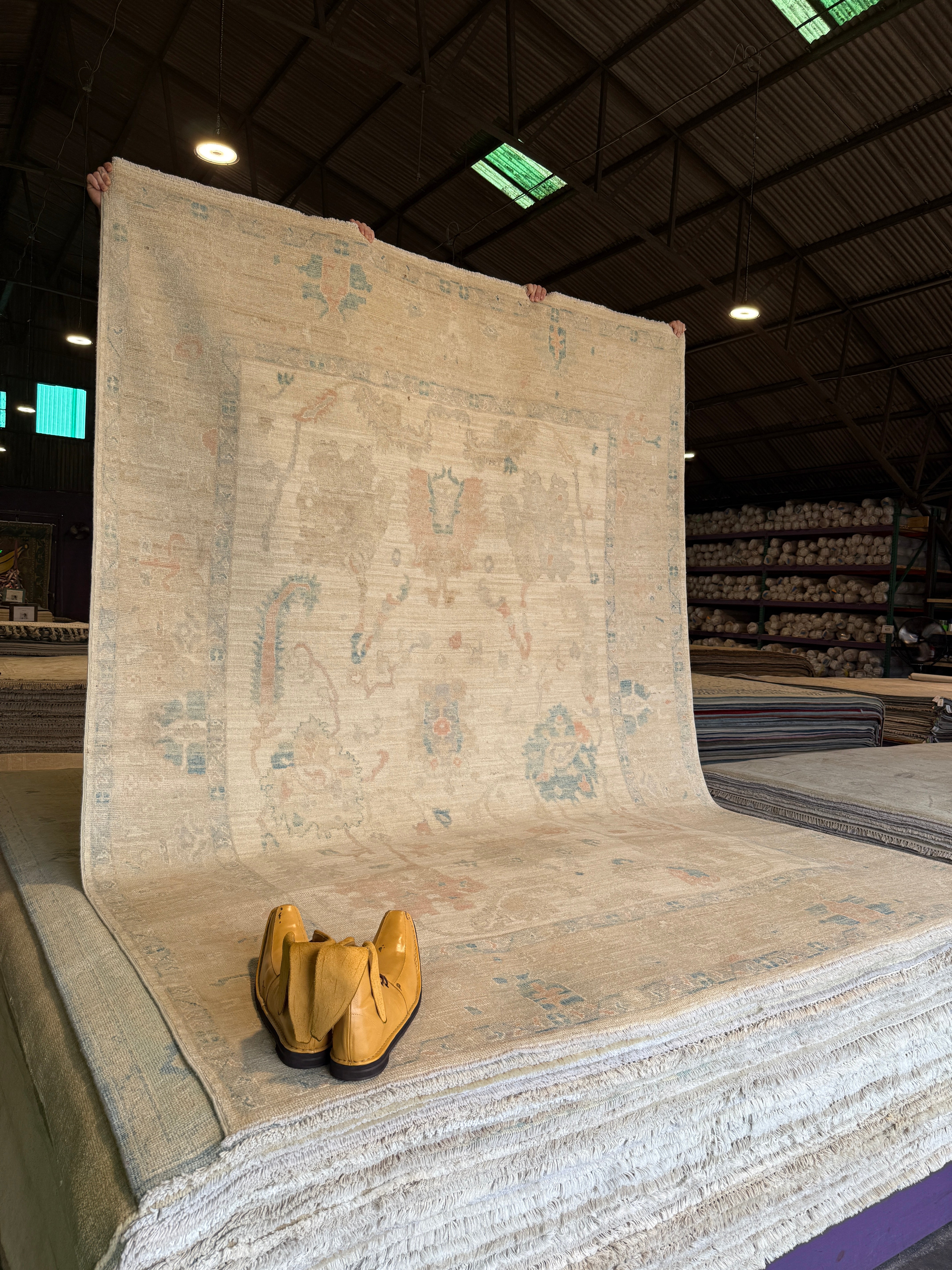 Martha Stewart 7.6x10 Pink and Blue Whitewashed Afghani Oushak