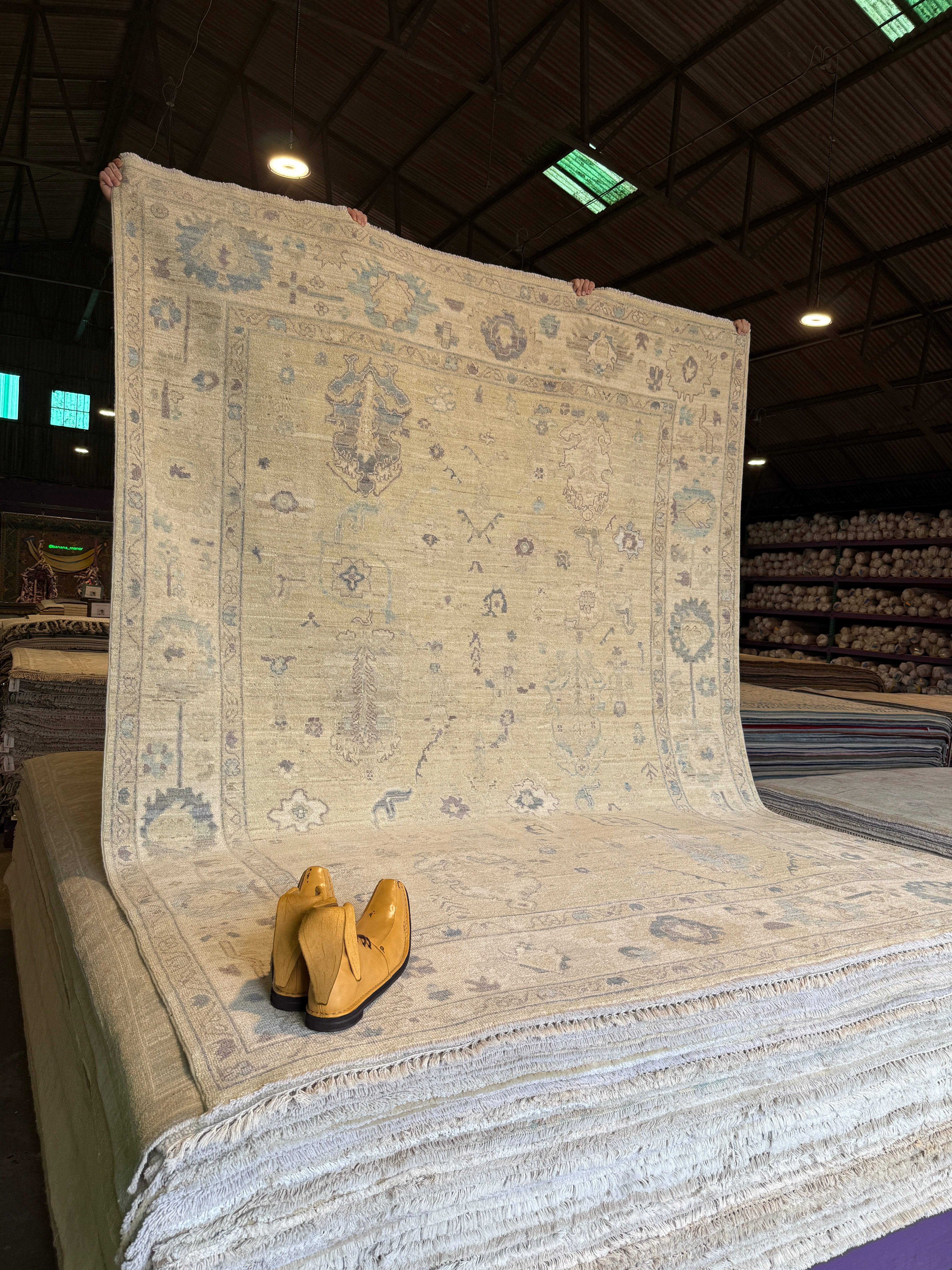 Monae 7.9x10 Green Whitewashed Afghani Oushak