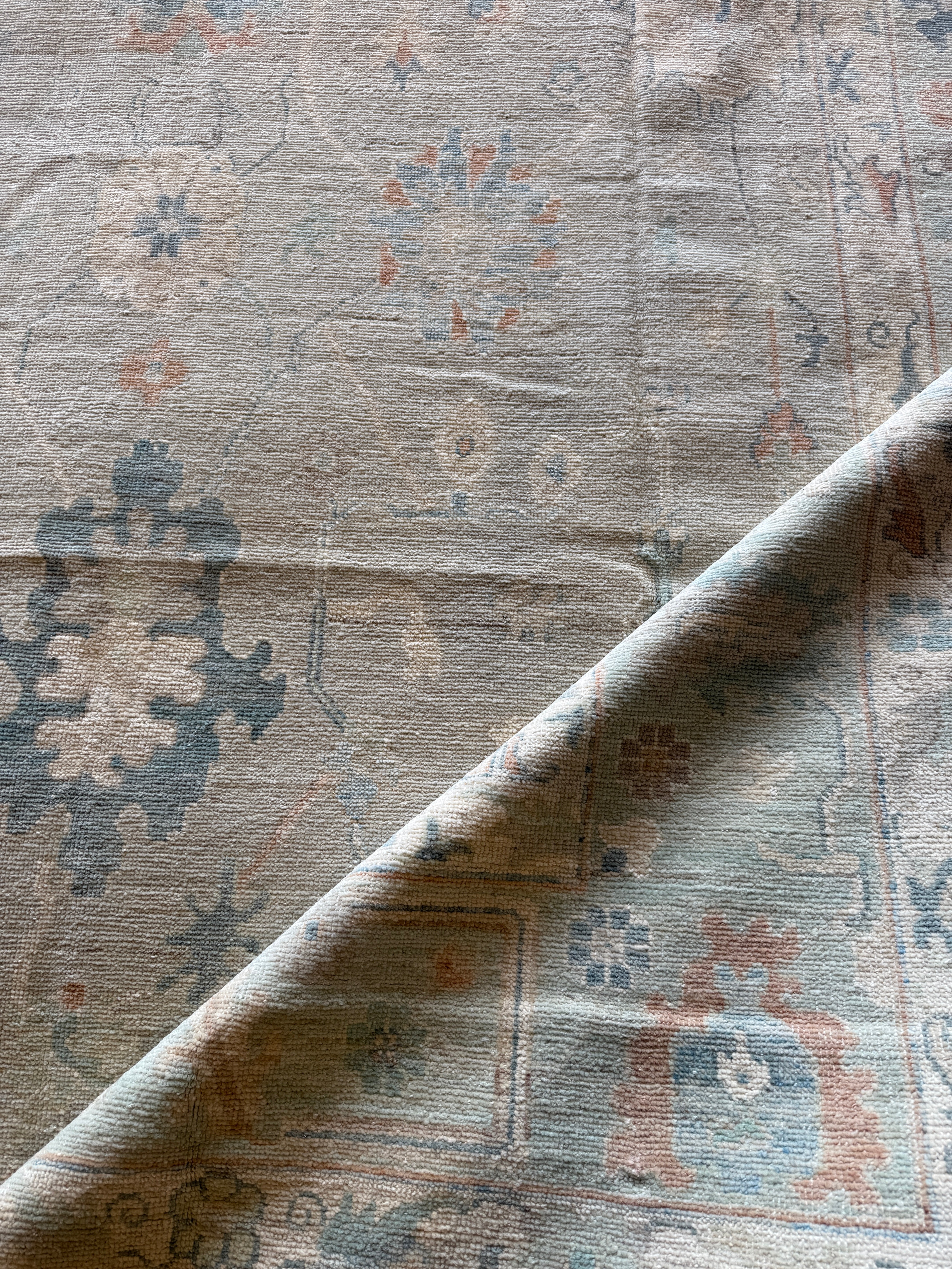 Suzanne Tyler 8.5x9.11 Light Blue Hand-Knotted Whitewashed Oushak